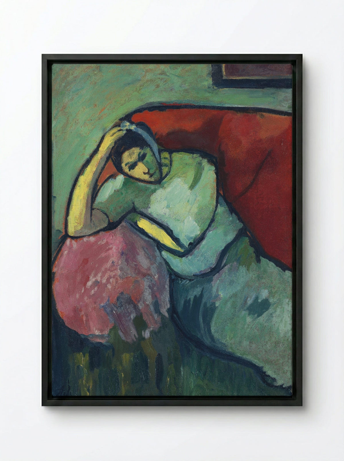 Sitzende Frau - Alexej von Jawlensky - Framed Canvas Black