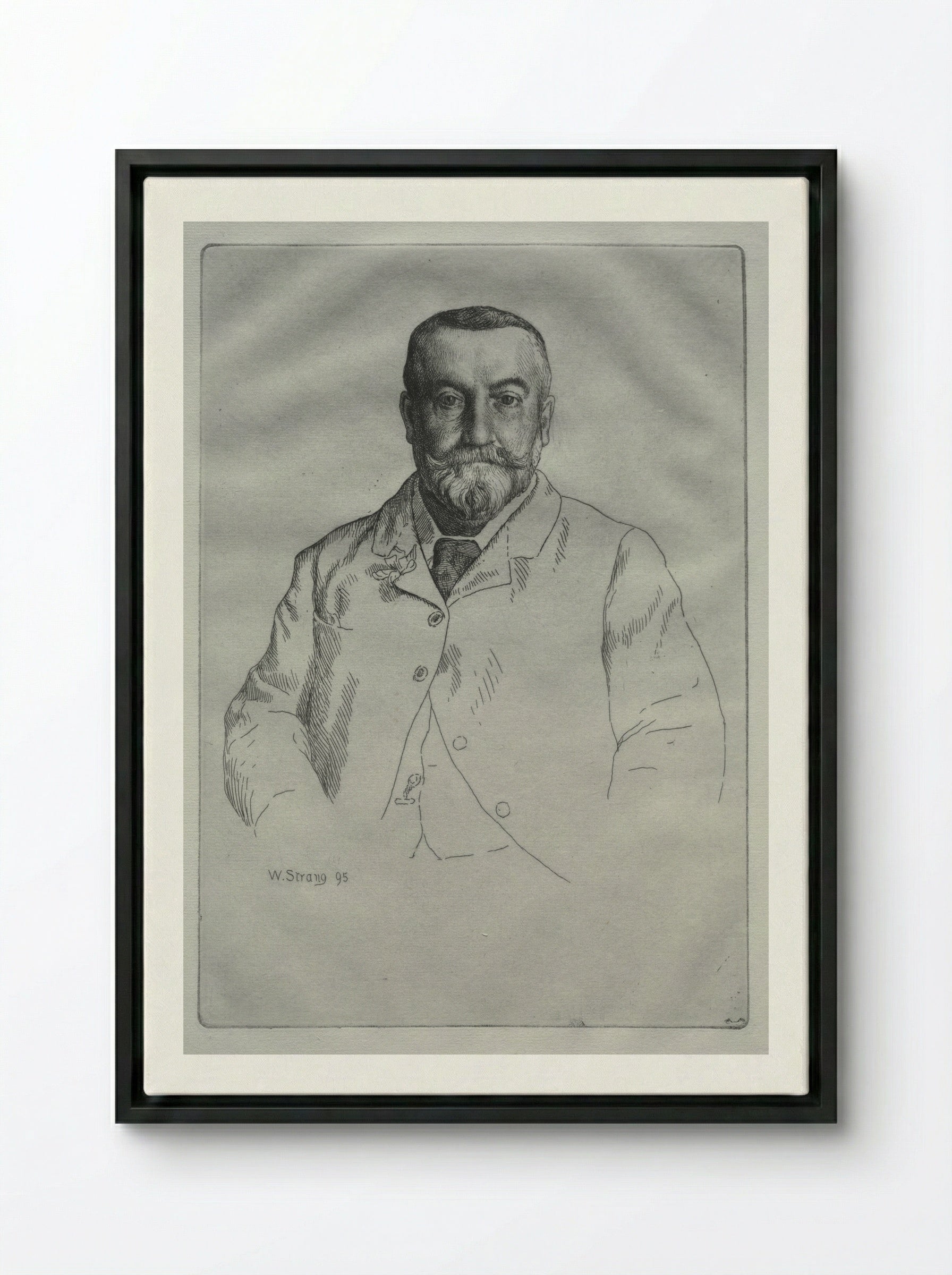 Portrait of H. Cock - William Strang - Framed Canvas Black