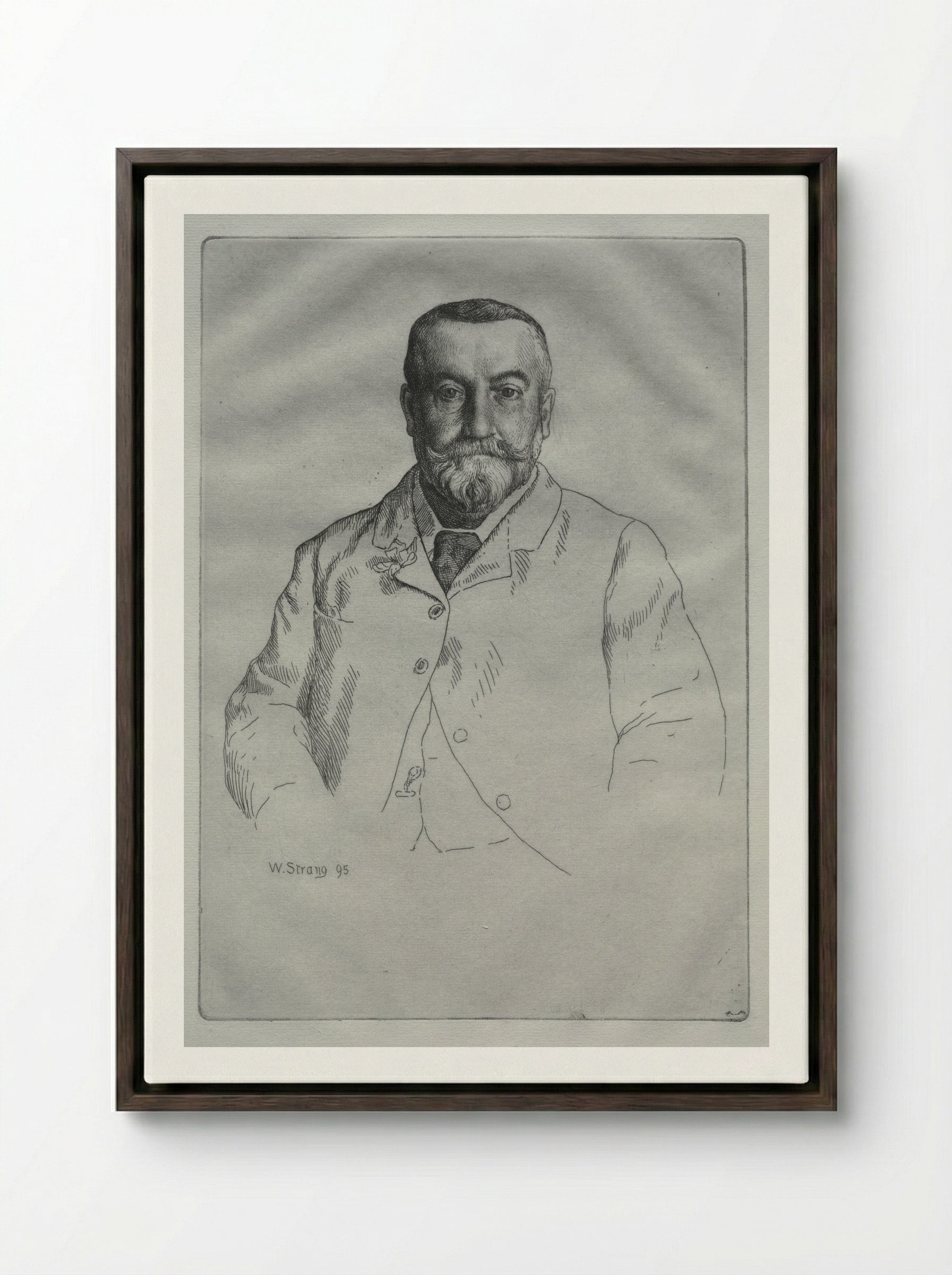 Portrait of H. Cock - William Strang - Framed Canvas Dark Wood