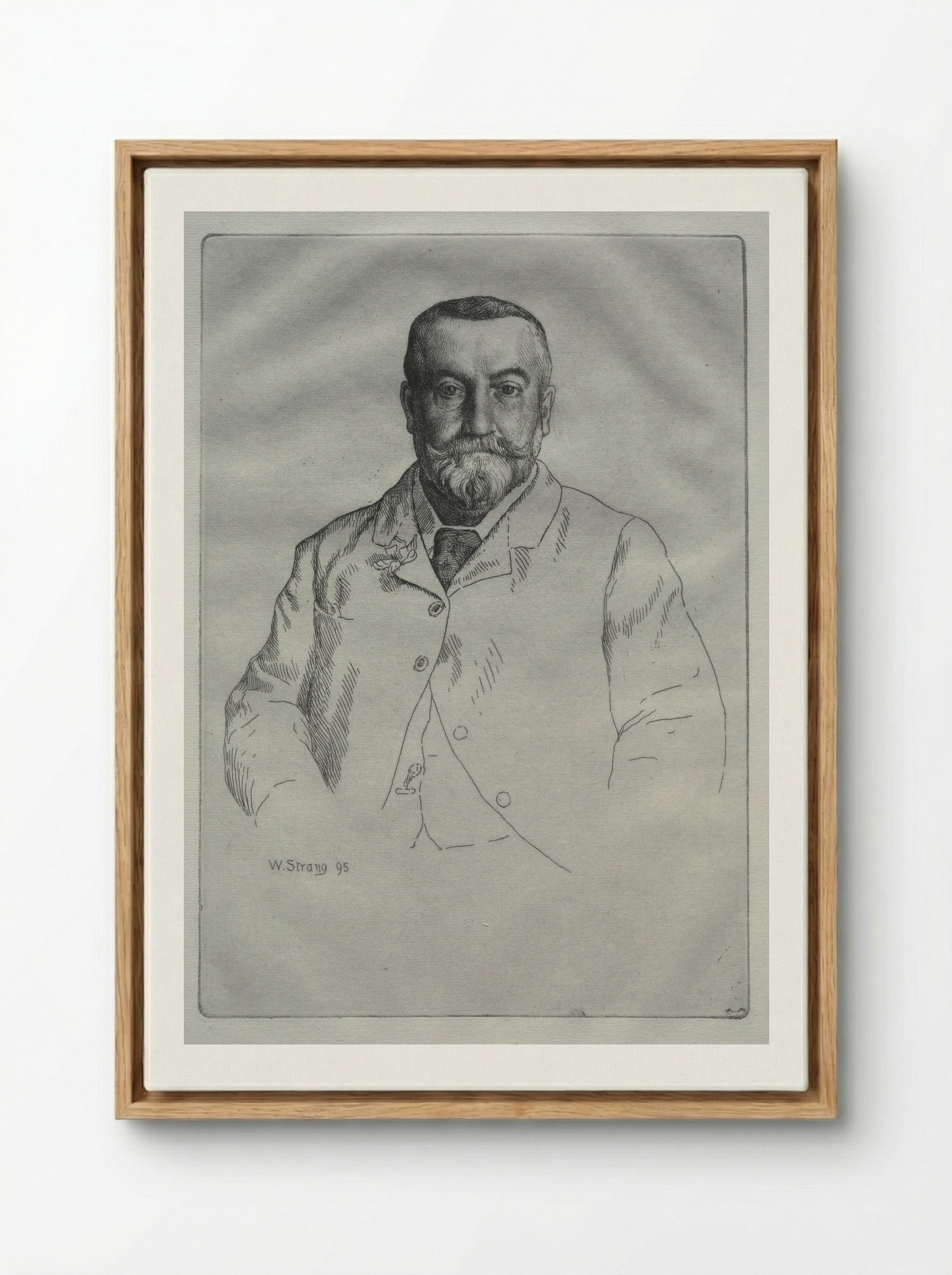 Portrait of H. Cock - William Strang - Framed Canvas Wood