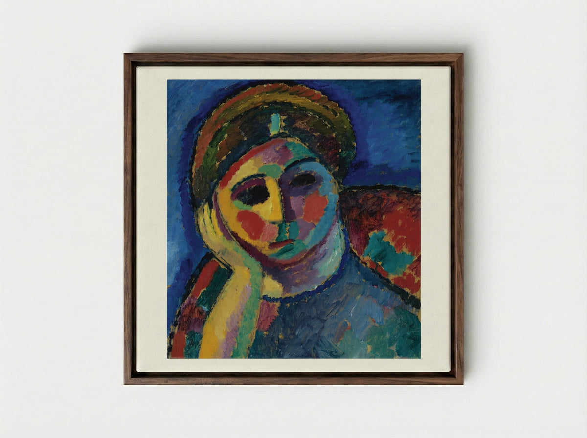 The Thinking Woman - Alexej von Jawlensky - Framed Canvas Dark Wood