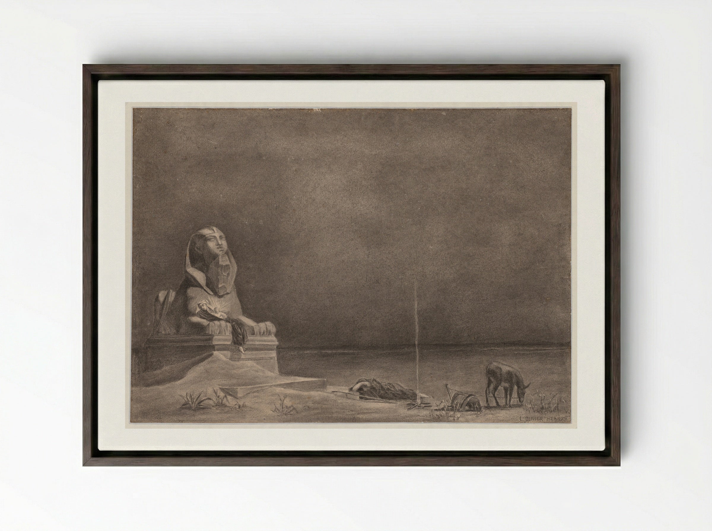 The Rest on the Flight into Egypt - Luc-Olivier Merson - Framed Canvas Dark Wood