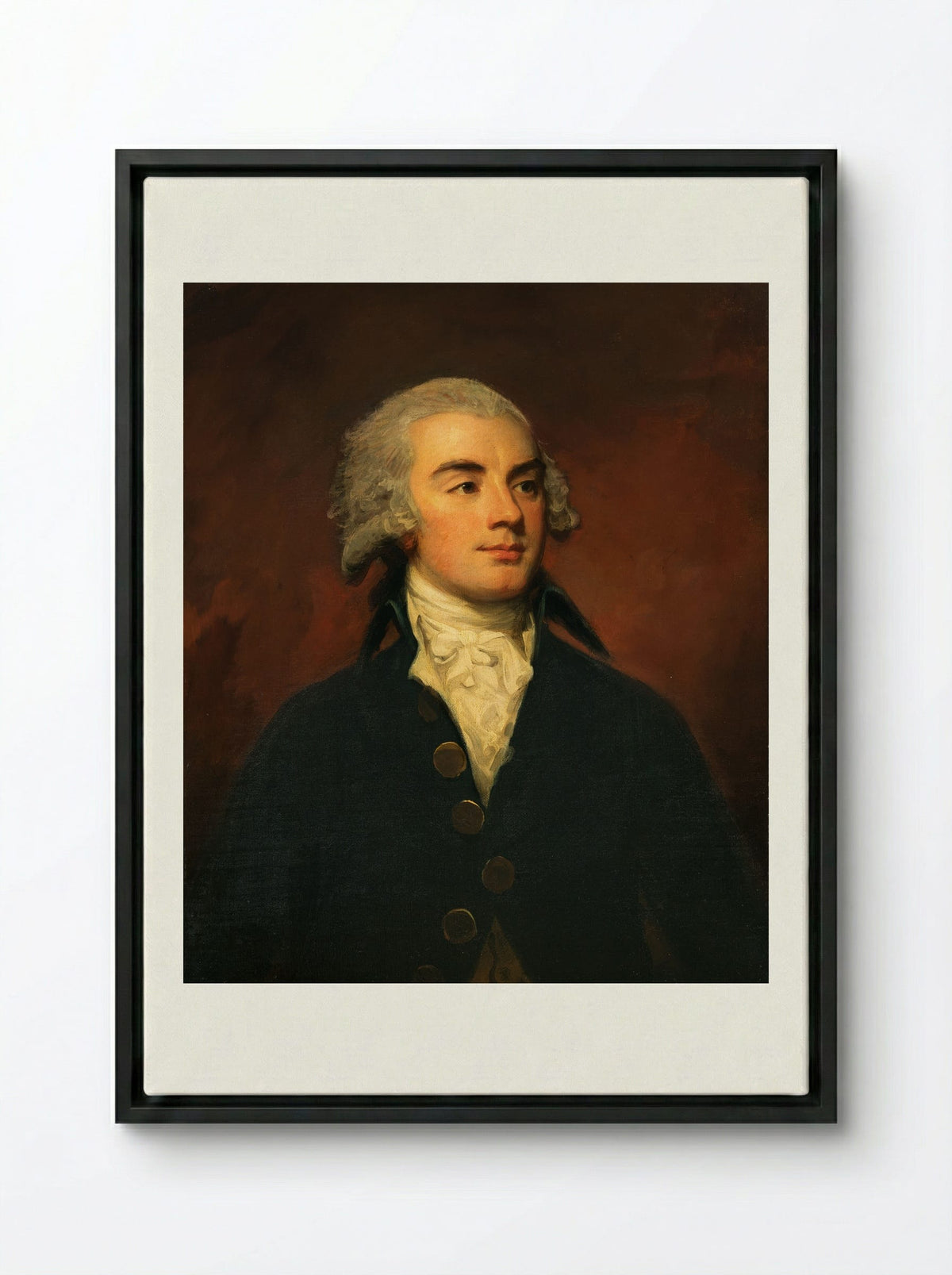 Hugh Scott of Harden - George Romney - Framed Canvas Black