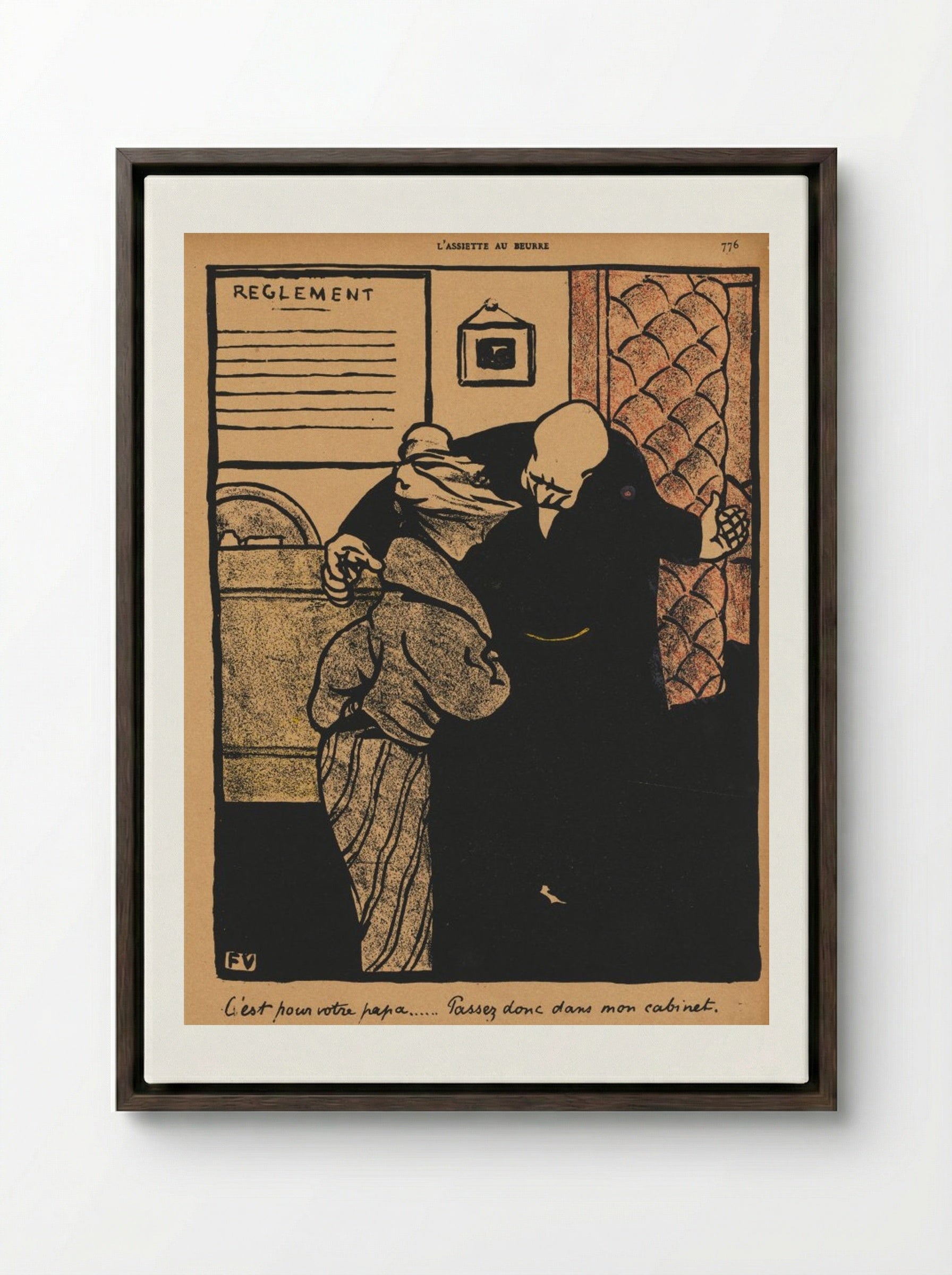 It's about your father... - Félix Vallotton - Framed Canvas Dark Wood