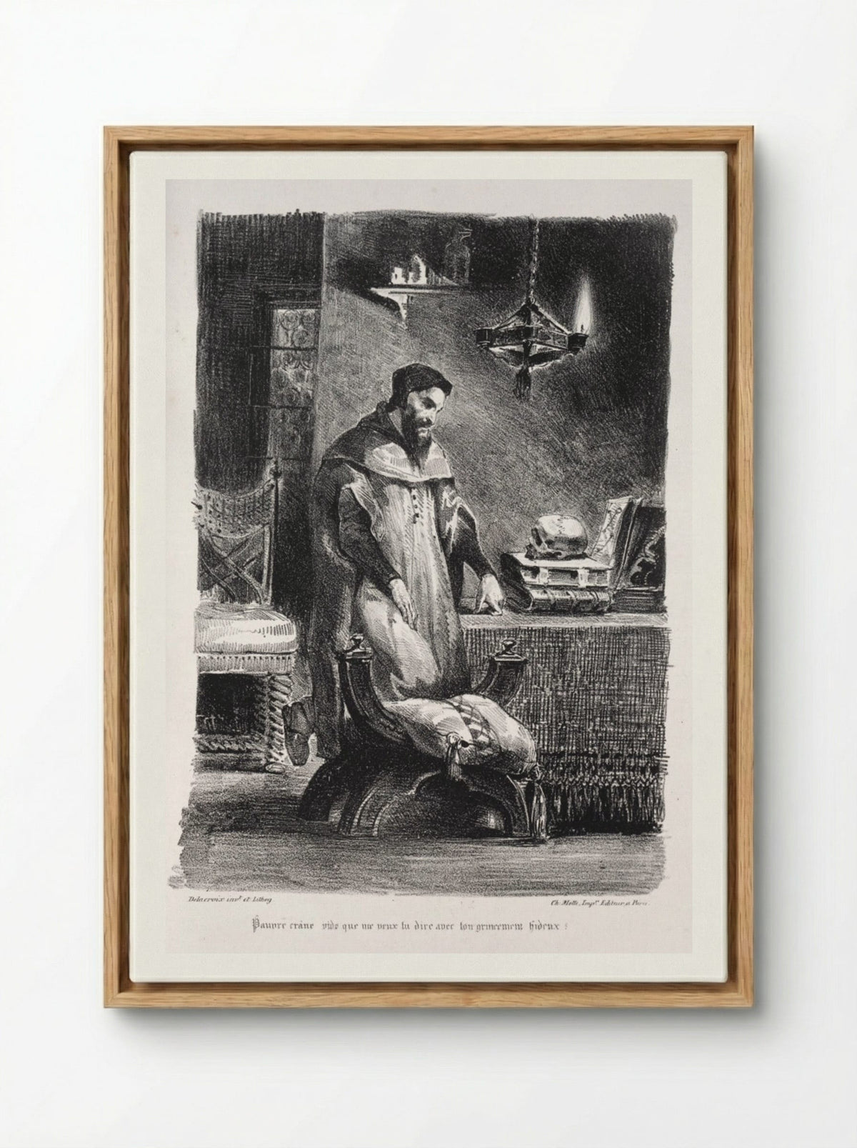 Faust in his dressing-room - Eugène Delacroix - Framed Canvas Wood