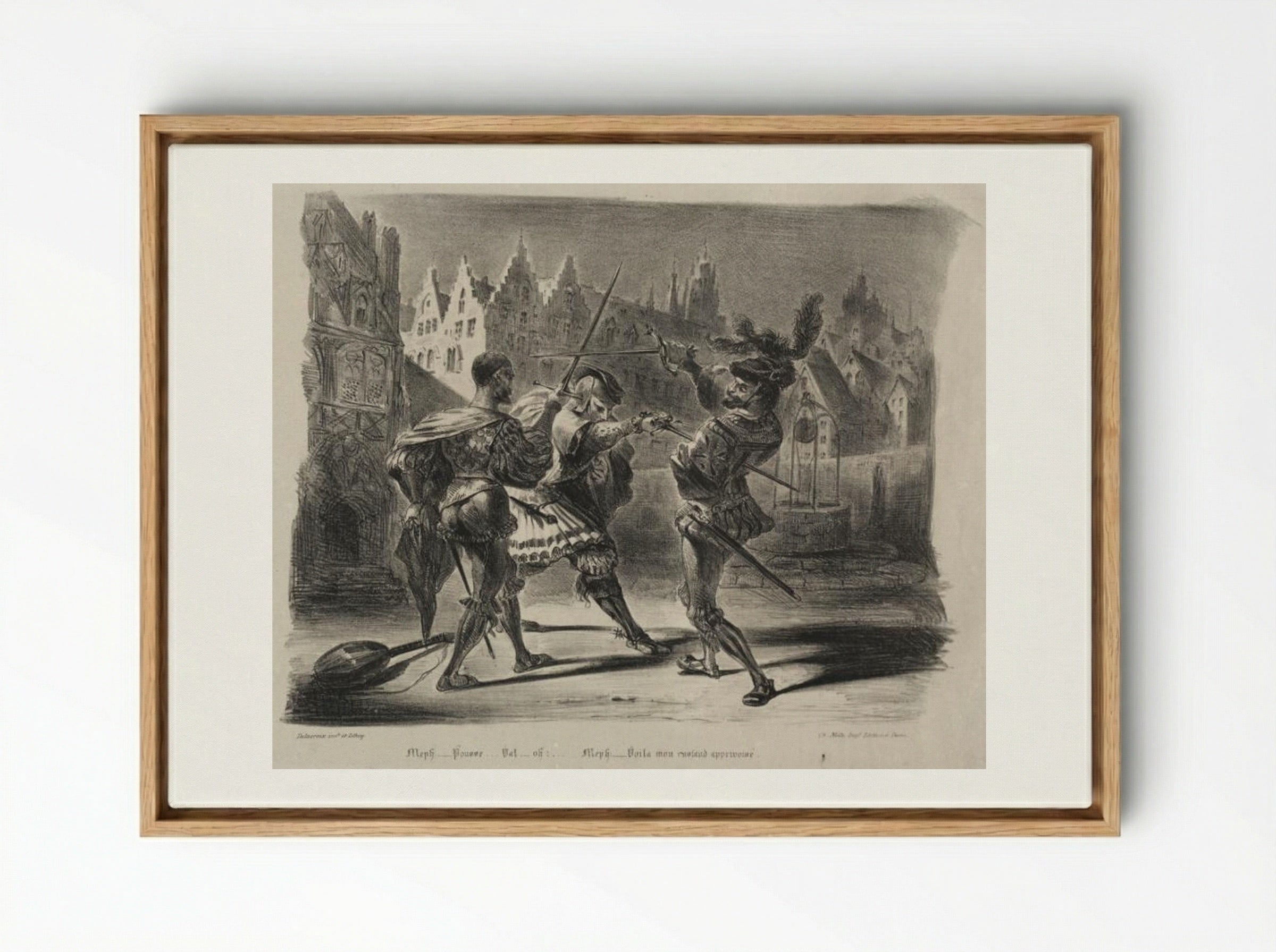 Duel of Faust and of Valentin - Eugène Delacroix - Framed Canvas Wood