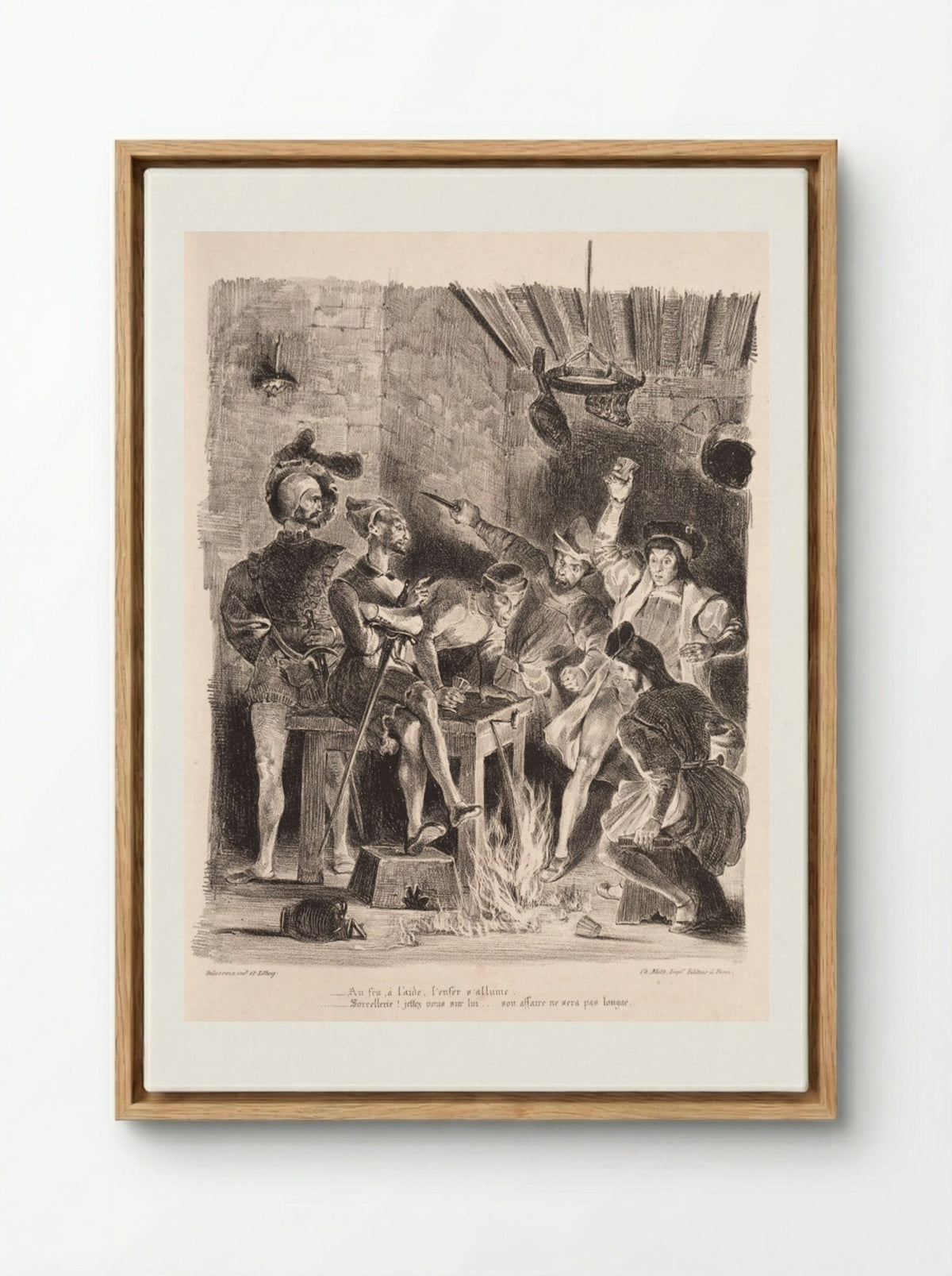 Méphistophélés in the Tavern of the Students - Eugène Delacroix - Framed Canvas Wood