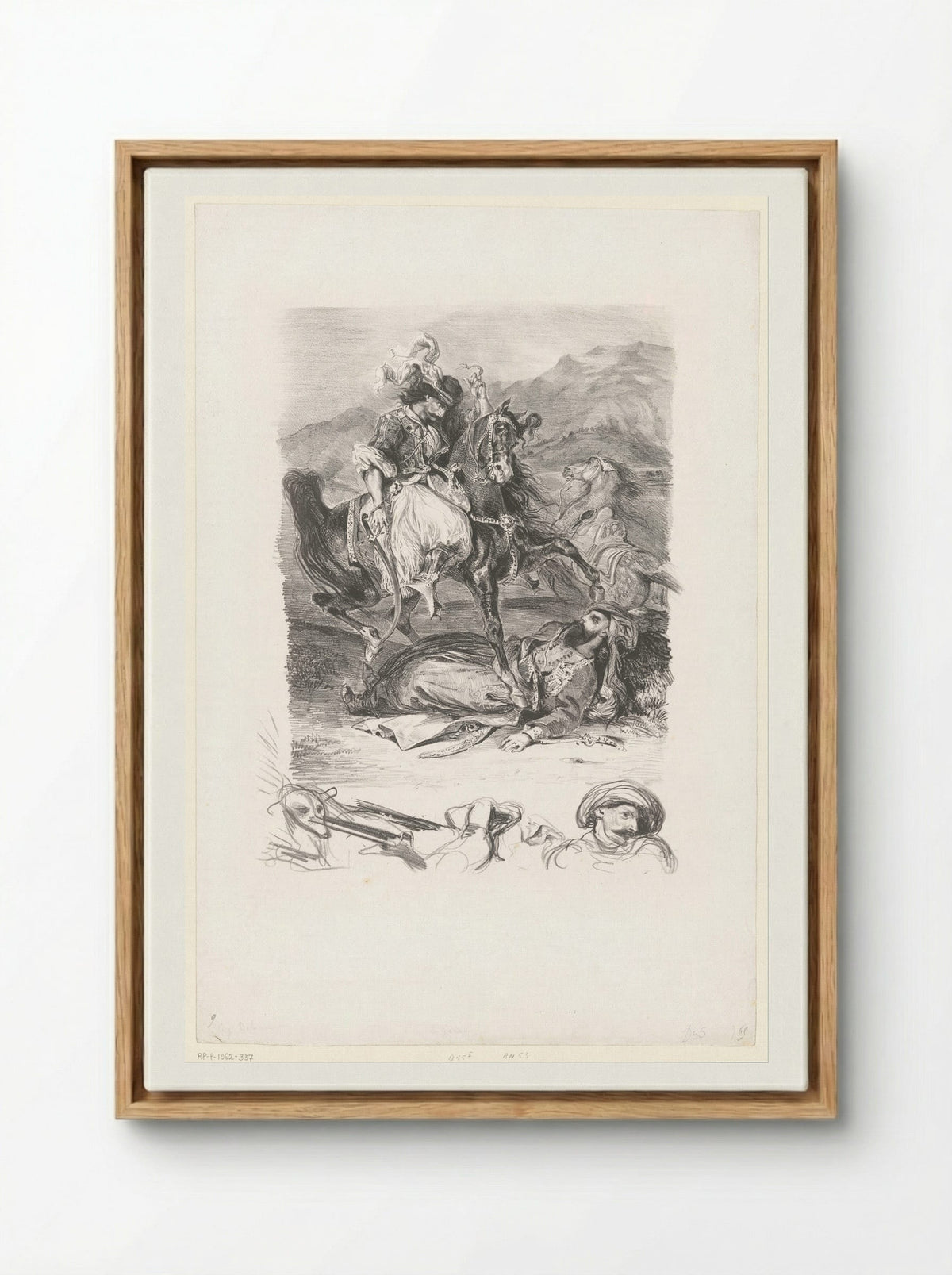 Combat of the Giaour and the Pasha - Eugène Delacroix - Framed Canvas Wood