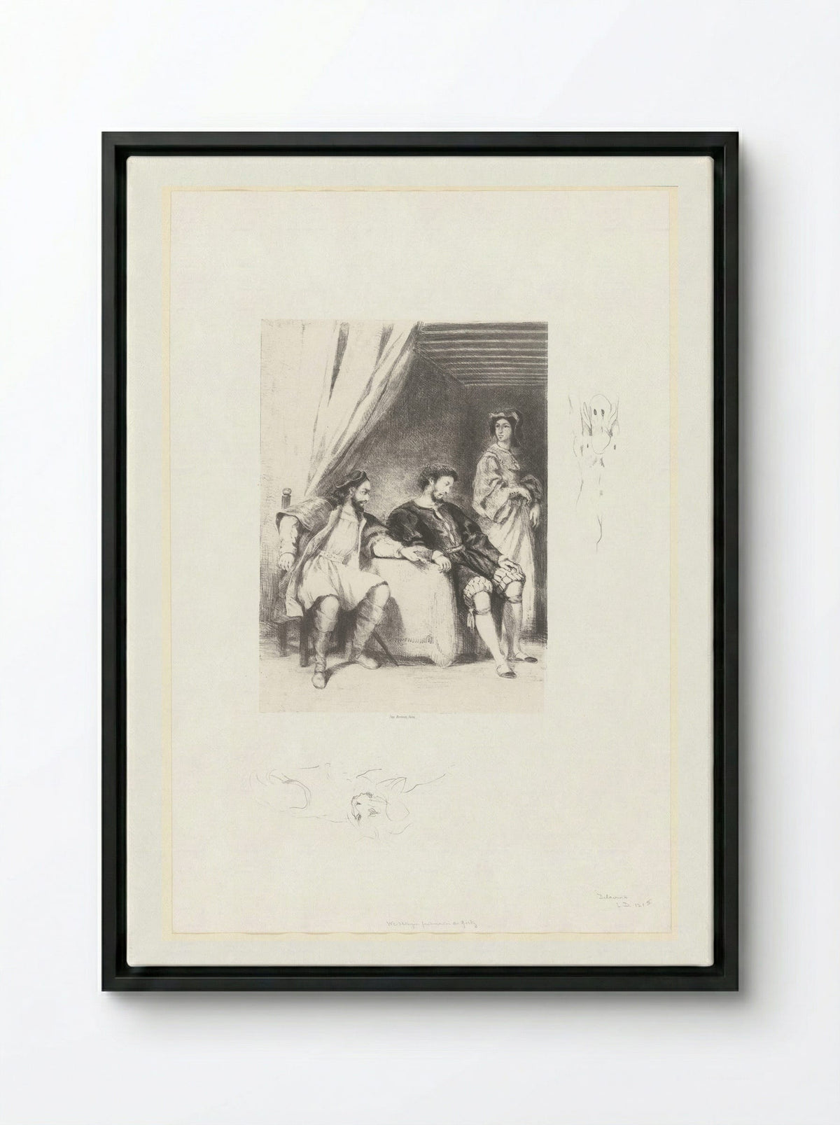 Weislingen Held Prisoner by Götz - Eugène Delacroix - Framed Canvas Black