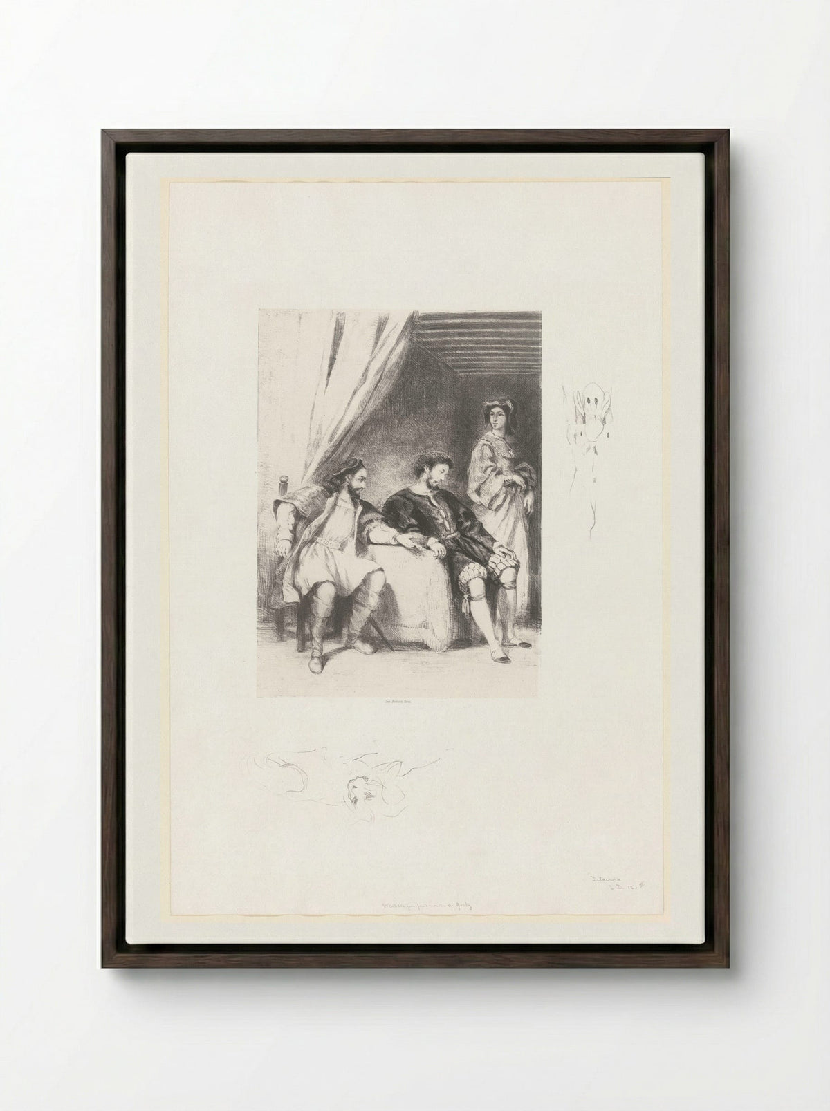 Weislingen Held Prisoner by Götz - Eugène Delacroix - Framed Canvas Dark Wood