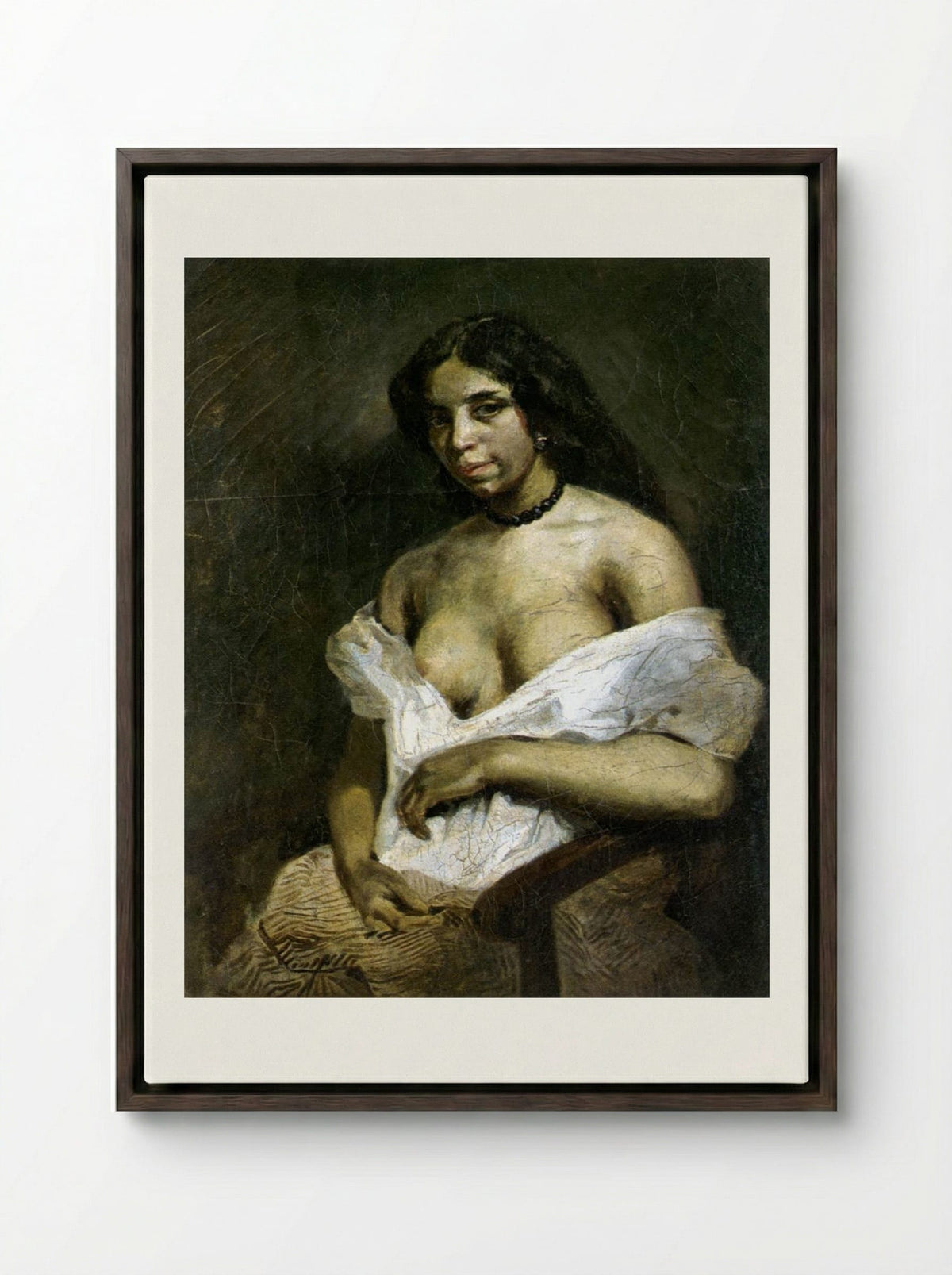 Aspasia - Eugène Delacroix - Framed Canvas Dark Wood