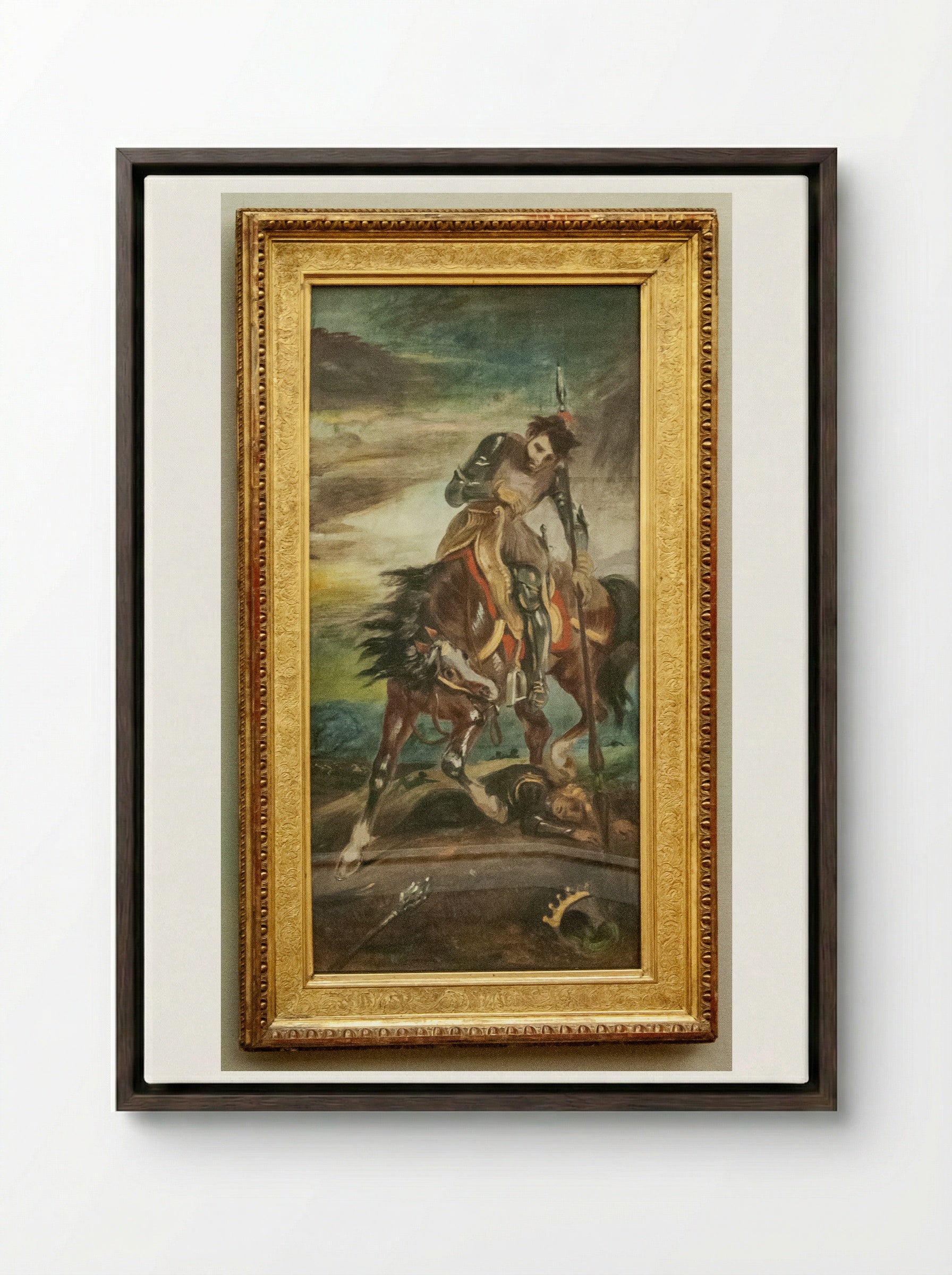King Rodrigo - Eugène Delacroix - Framed Canvas Dark Wood
