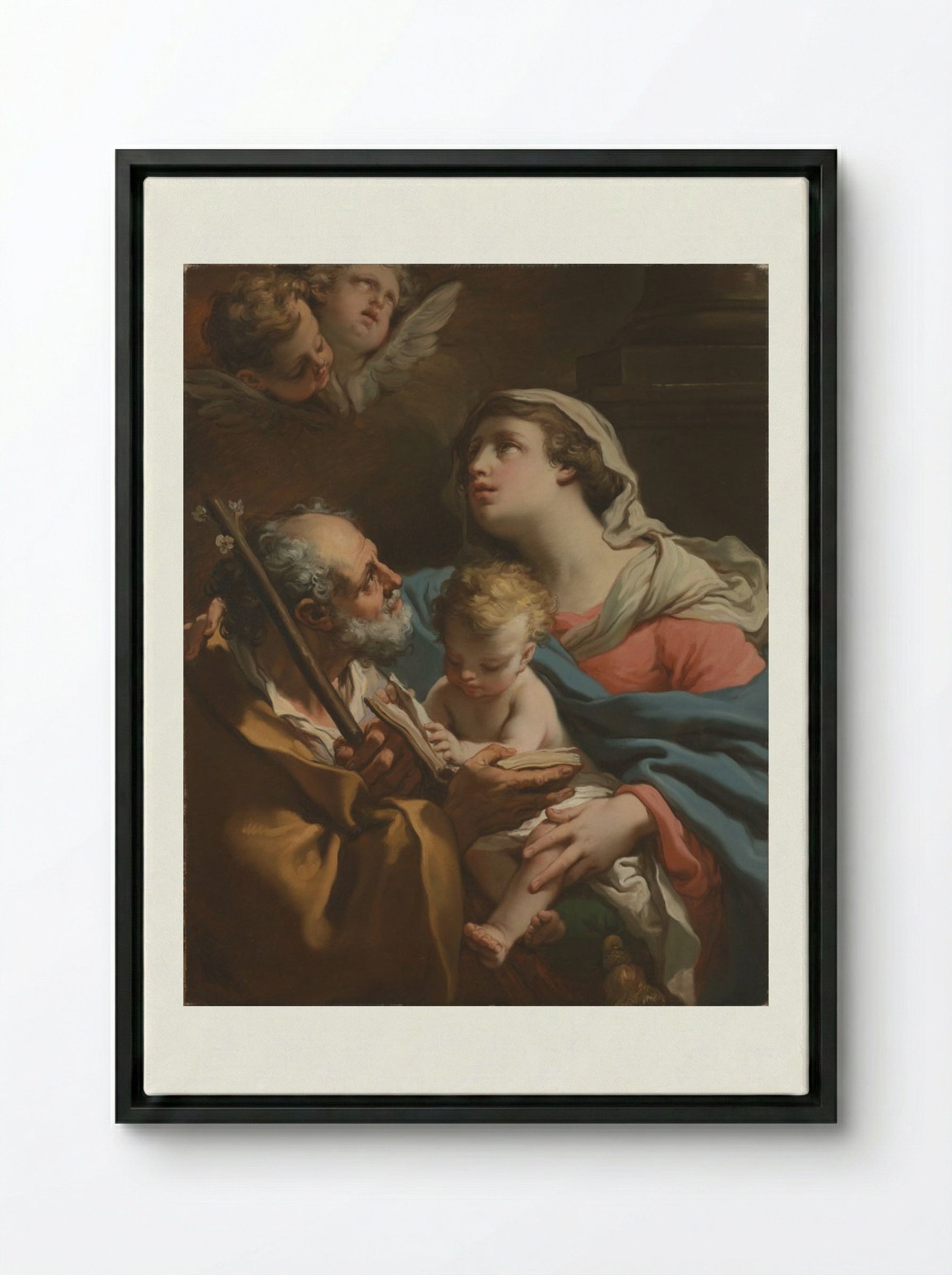 The Holy Family - Gaetano Gandolfi - Framed Canvas Black