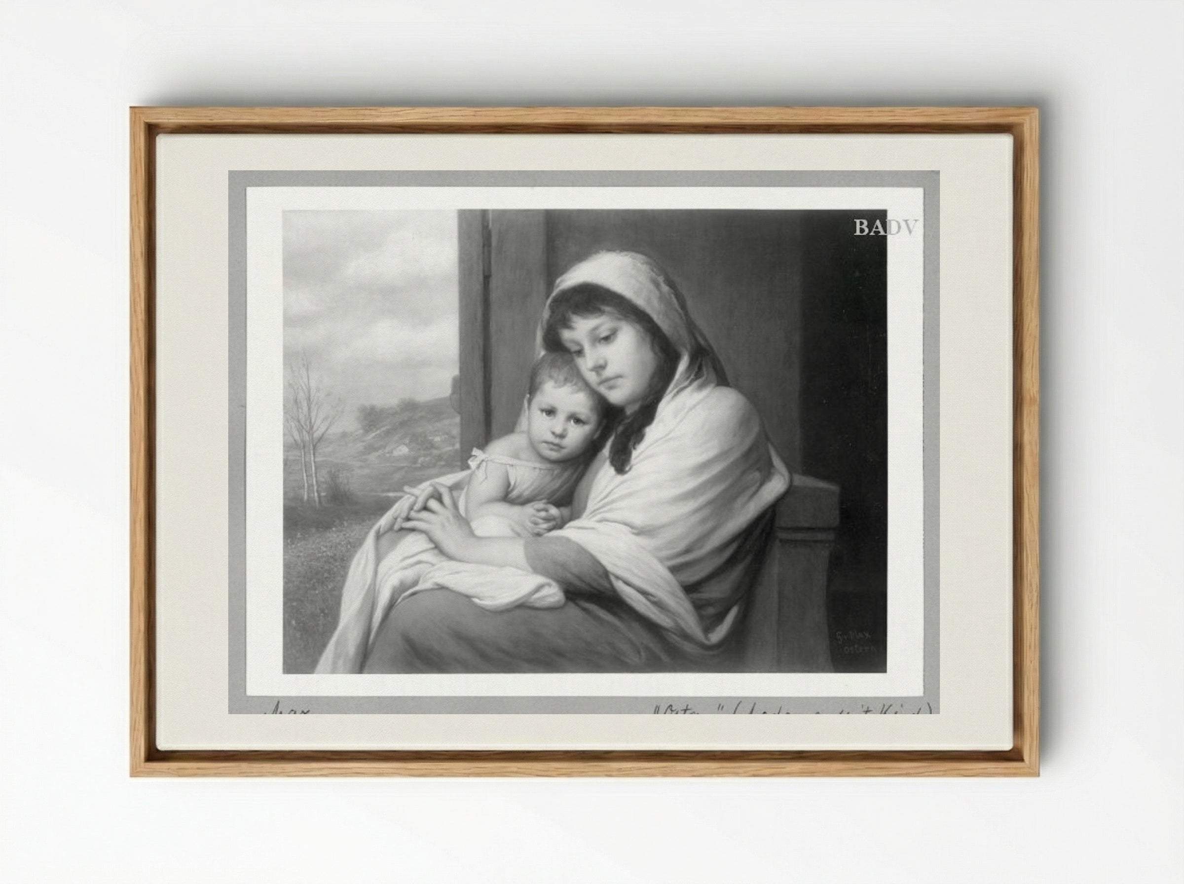 Mutter mit Kind - Gabriel von Max - Framed Canvas Wood