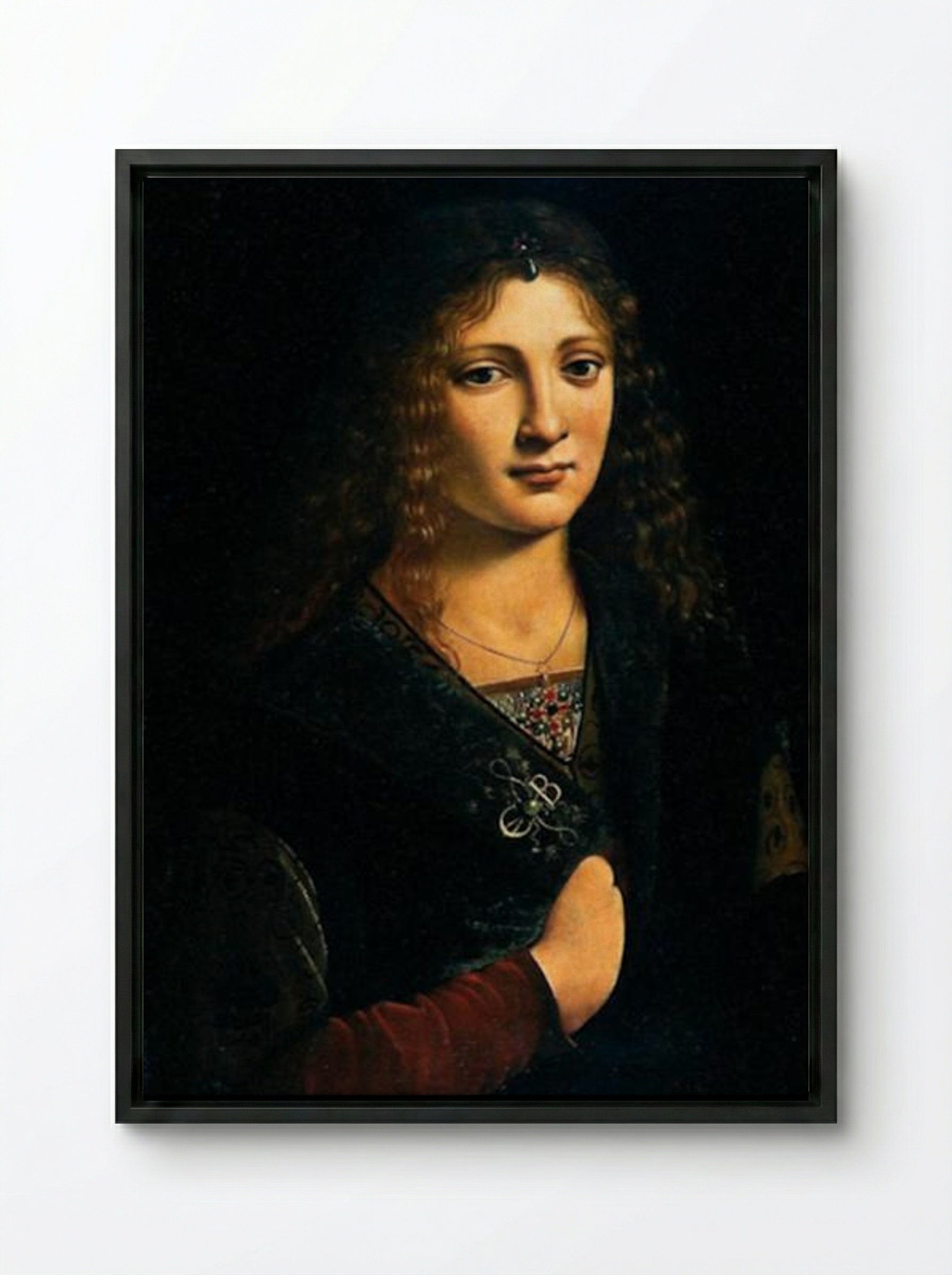 Portrait of a Youth - Giovanni Antonio Boltraffio - Framed Canvas Black