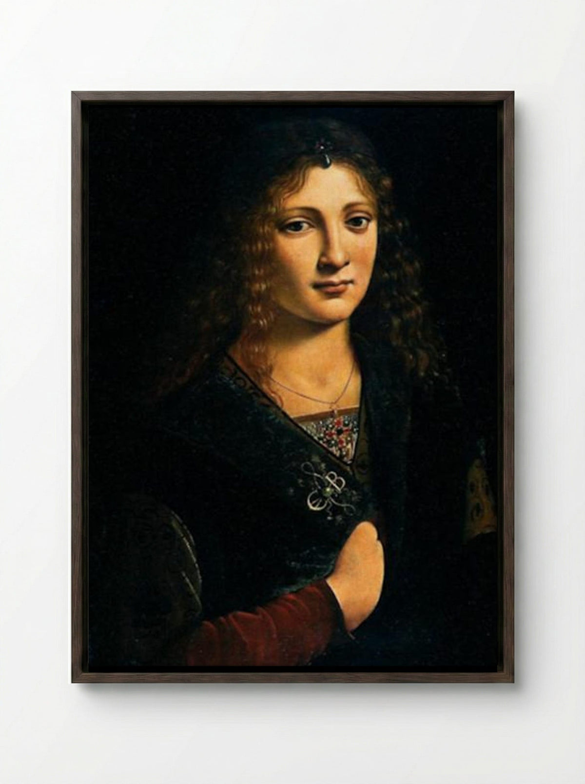 Portrait of a Youth - Giovanni Antonio Boltraffio - Framed Canvas Dark Wood
