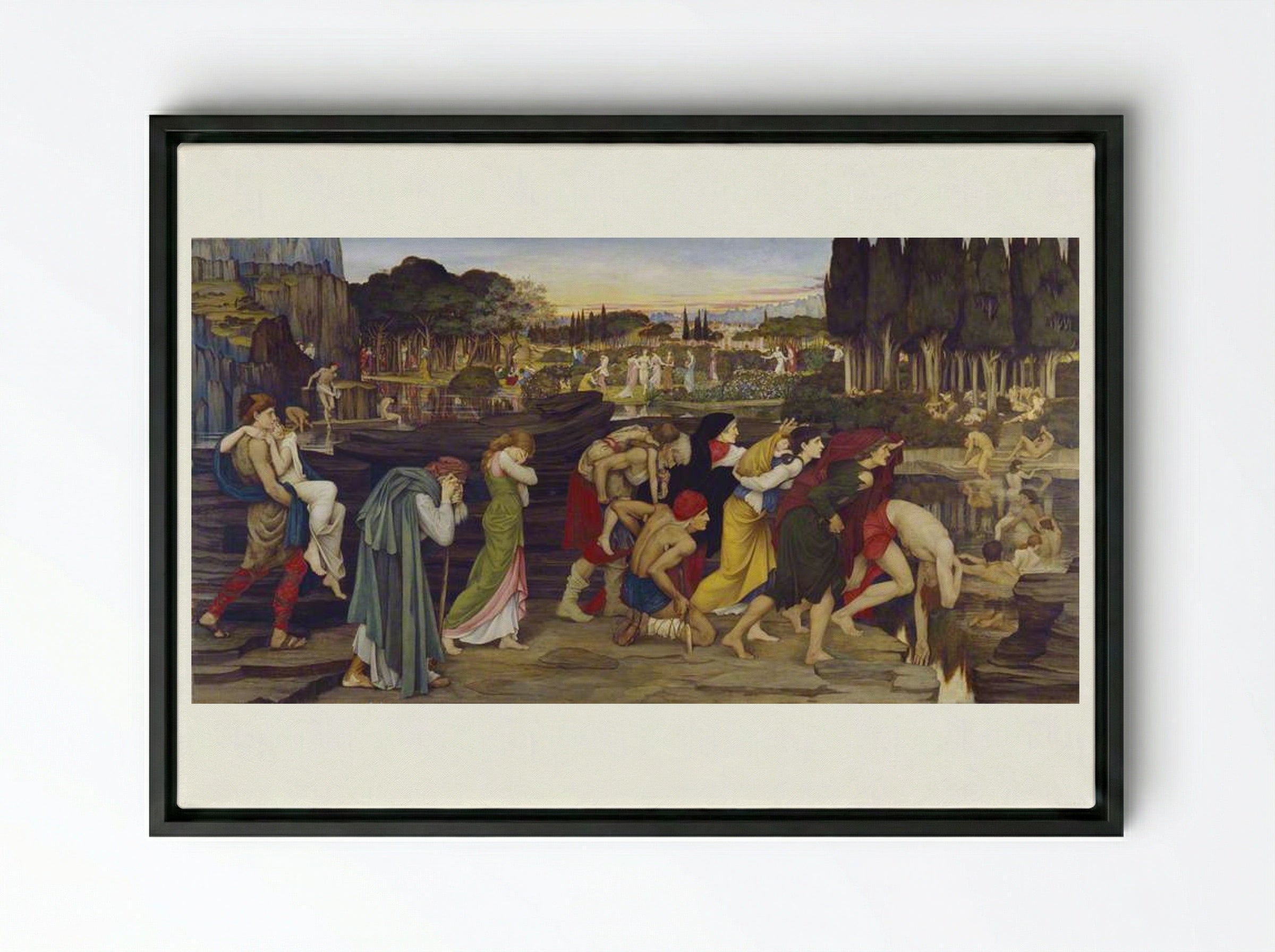 The Waters of Lethe by the Plains of Elysium - John Roddam Spencer Stanhope - Framed Canvas Black