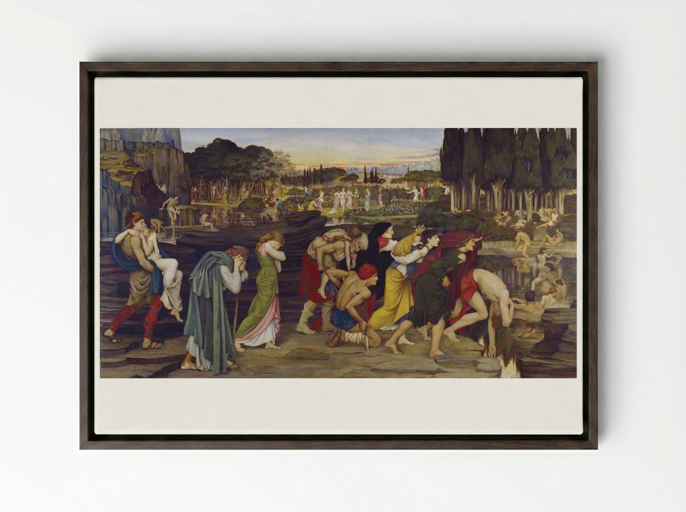 The Waters of Lethe by the Plains of Elysium - John Roddam Spencer Stanhope - Framed Canvas Dark Wood