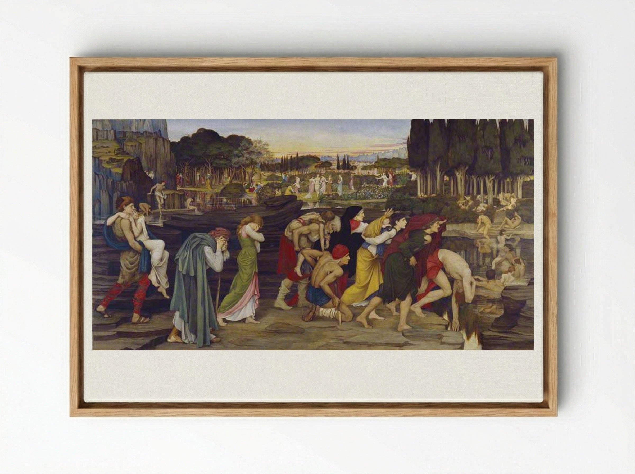 The Waters of Lethe by the Plains of Elysium - John Roddam Spencer Stanhope - Framed Canvas Wood