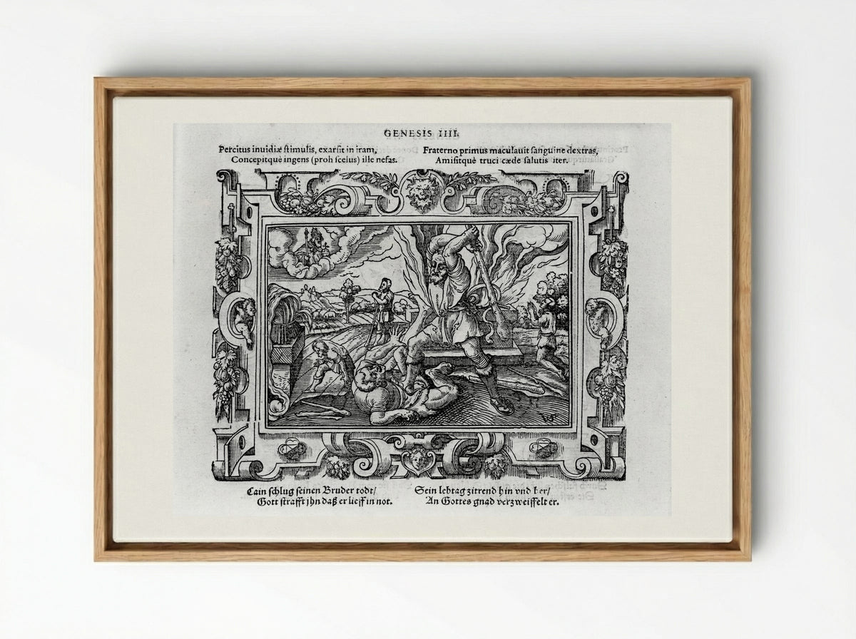 Cain Slaying Abel - Virgil Solis - Framed Canvas Wood