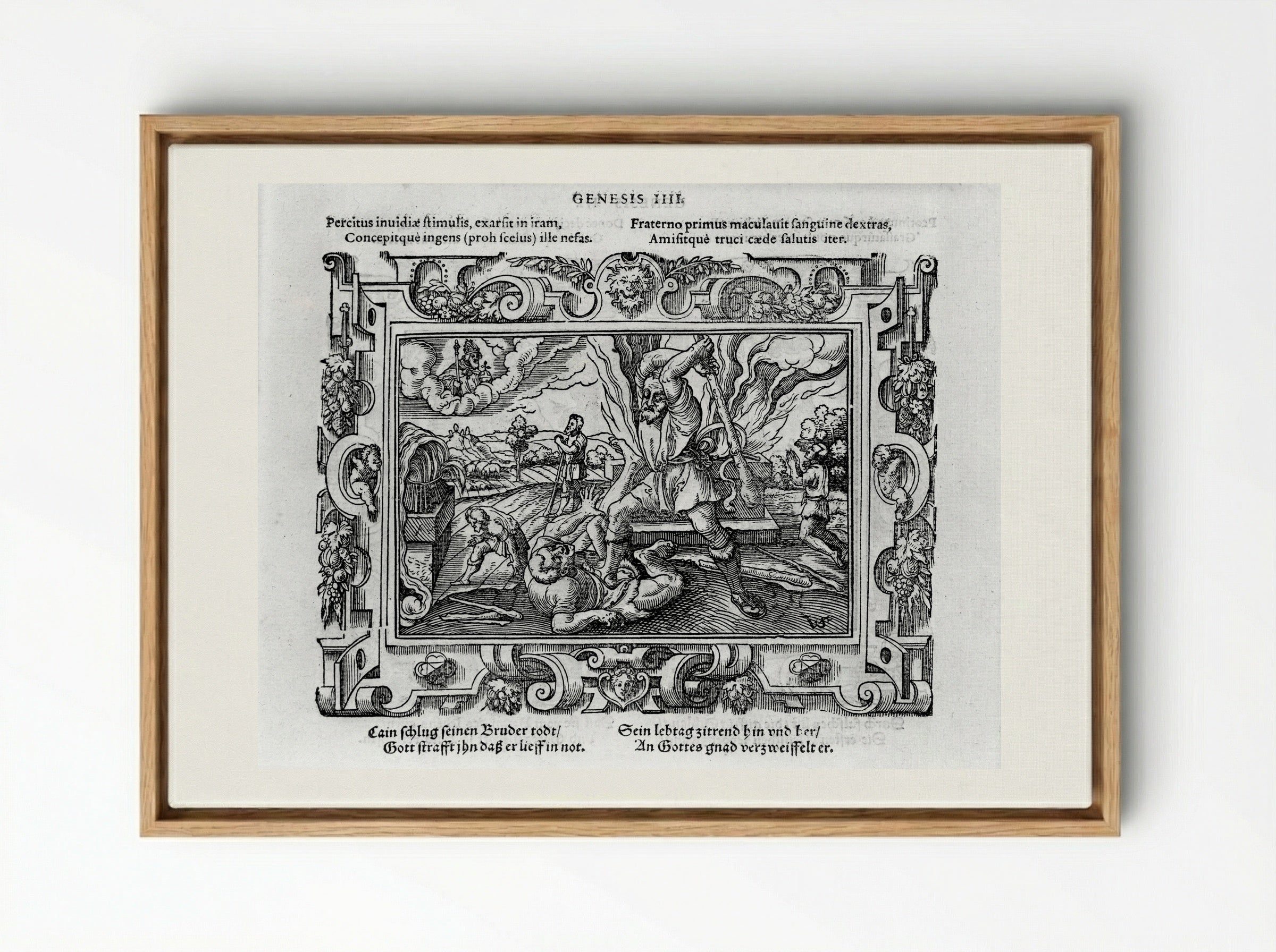 Cain Slaying Abel - Virgil Solis - Framed Canvas Wood