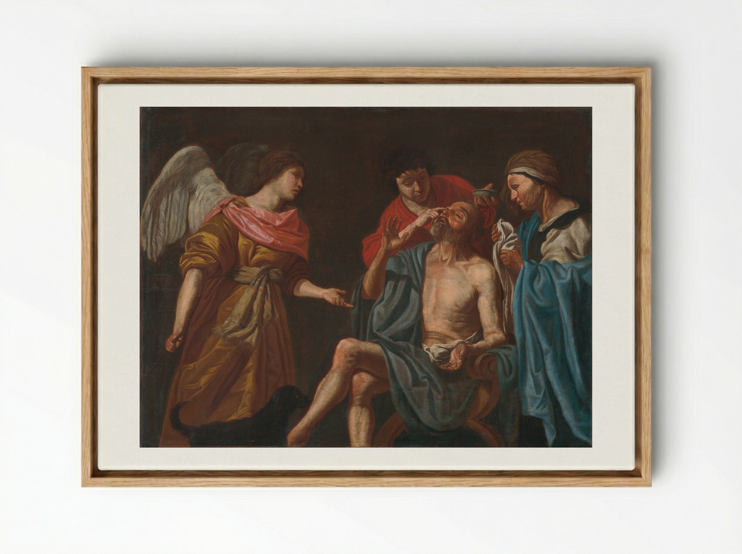 The Healing of Tobit - Matthias Stom - Framed Canvas Wood