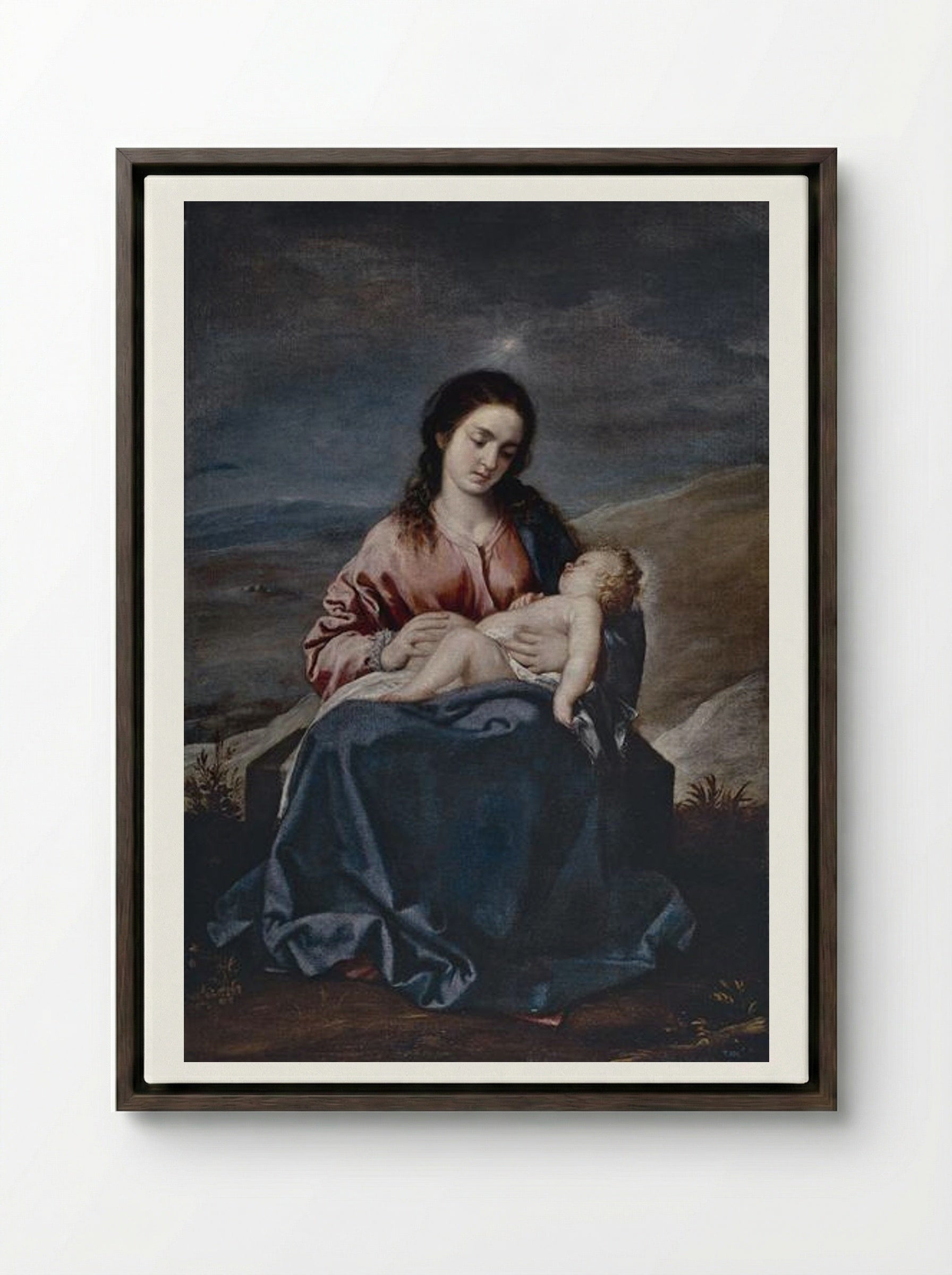 The Virgin and Child - Alonso Cano - Framed Canvas Dark Wood