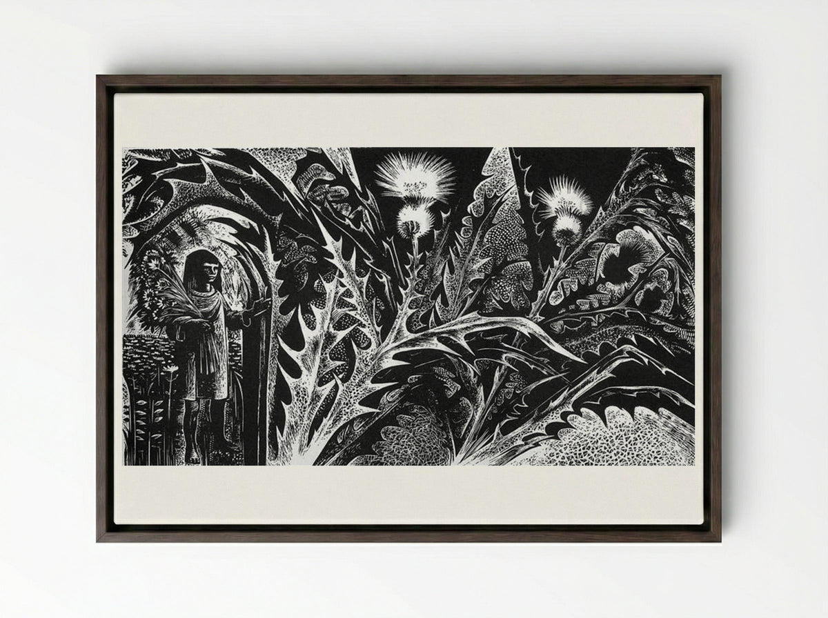 Flower Girl - Lynd Ward - Framed Canvas Dark Wood