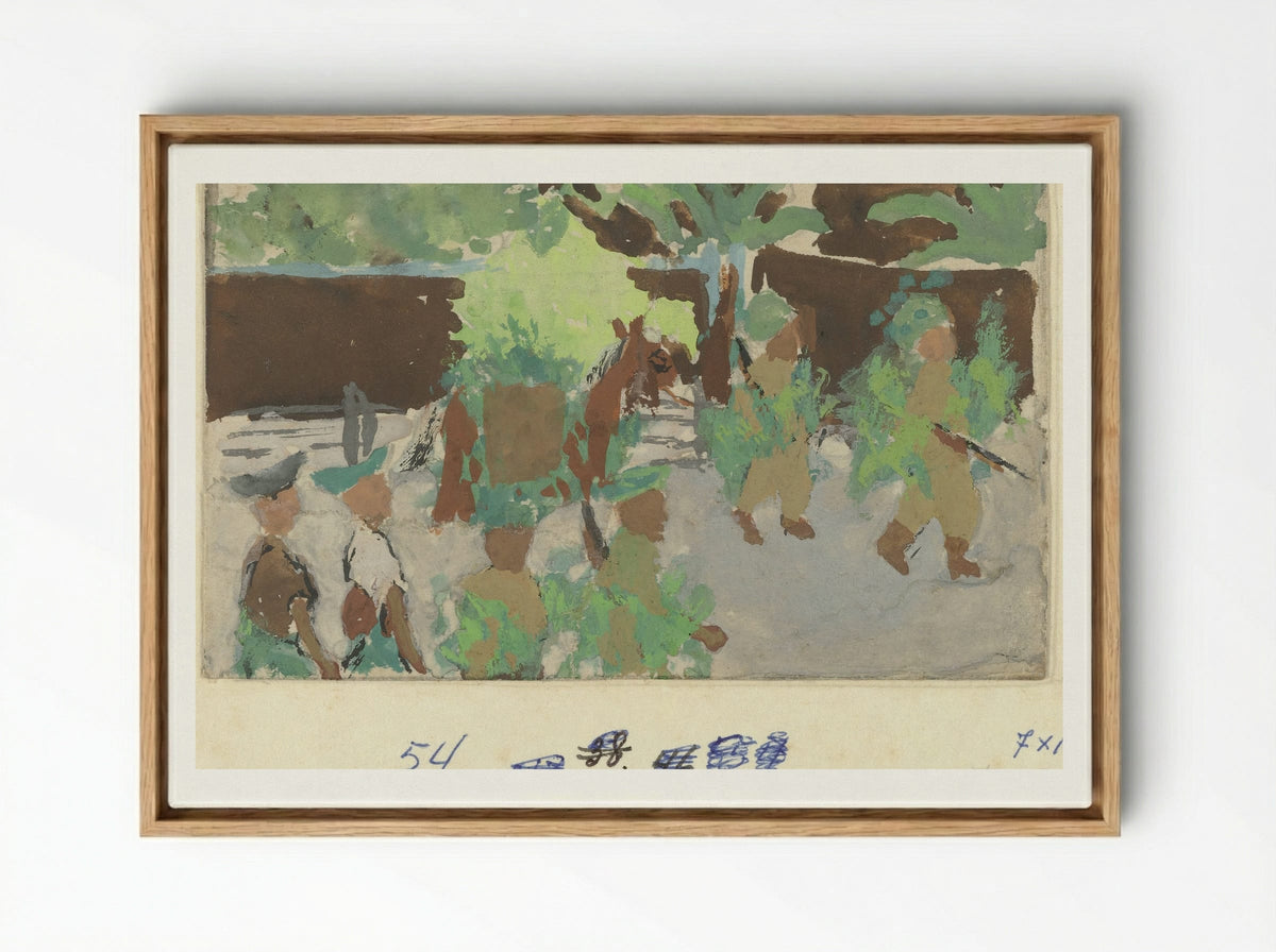 Republikeinse troepen keren terug om meer munitie te halen - Mohammad Toha Adimidjojo - Framed Canvas Wood