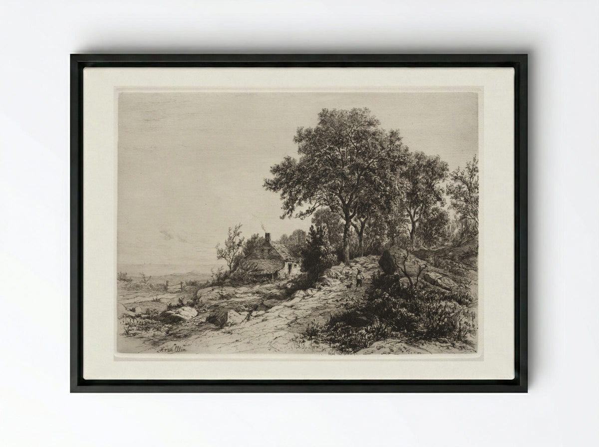 Cottage by the Sea - Hendrik Dirk Kruseman van Elten - Framed Canvas Black