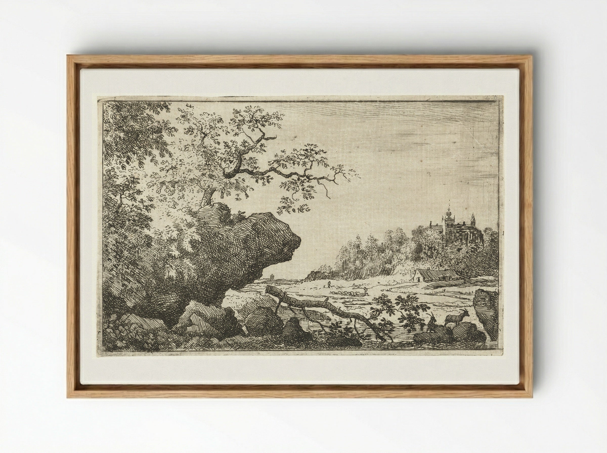 Landschap met afgevallen boomtak - Allaert van Everdingen - Framed Canvas Wood