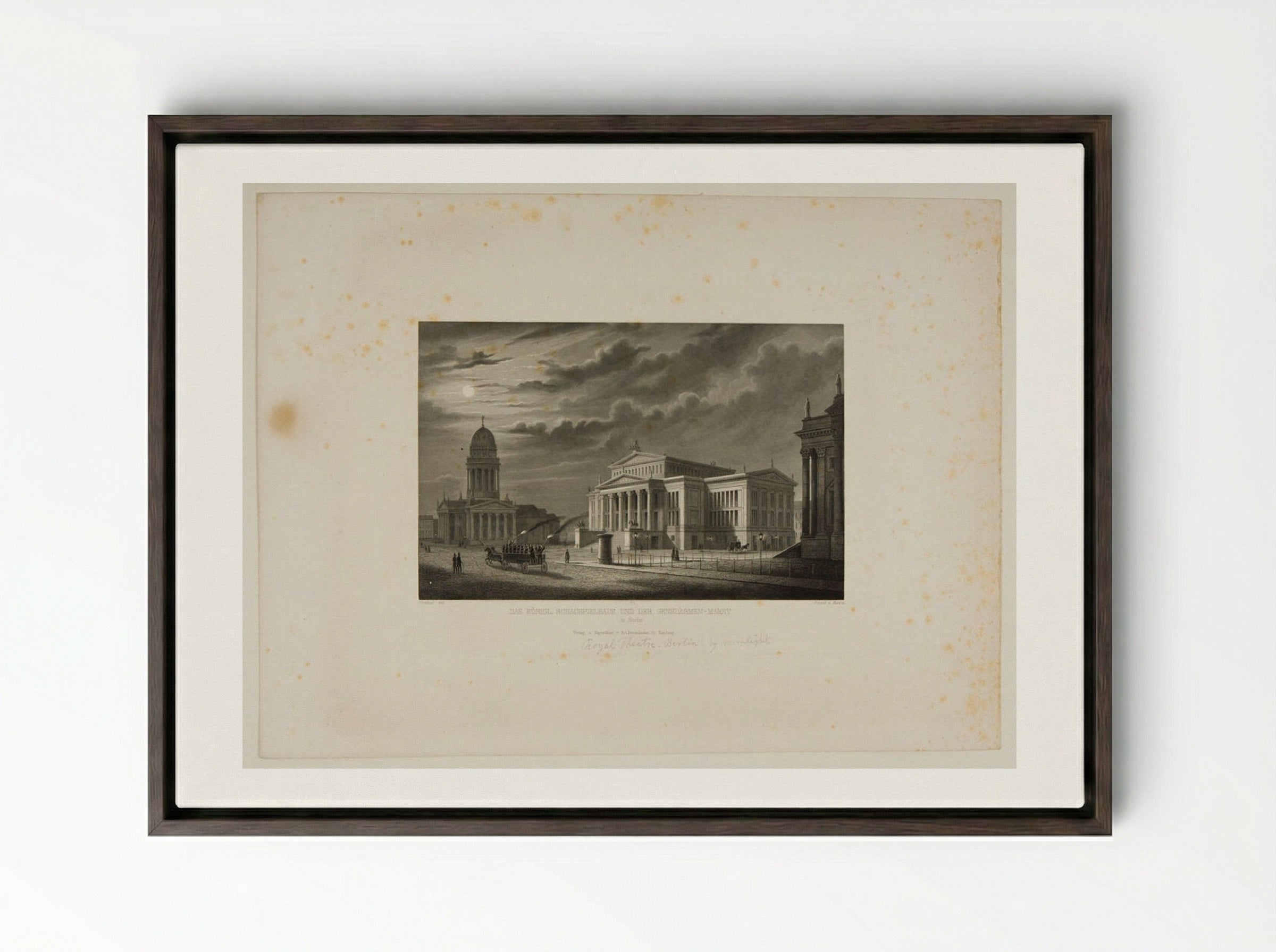The Royal Theater and the Gensdarmes Market, Berlin - Johann Gabriel Friedrich Poppel - Framed Canvas Dark Wood