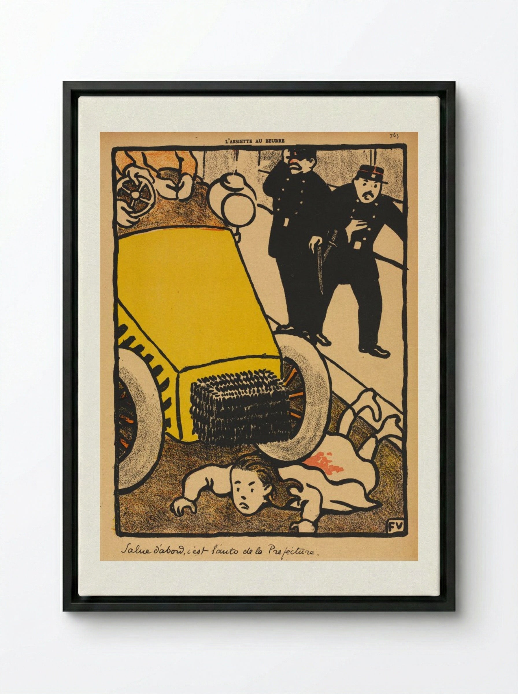 Salue d'abord, c'est l'auto de la Préfecture - Félix Vallotton - Framed Canvas Black