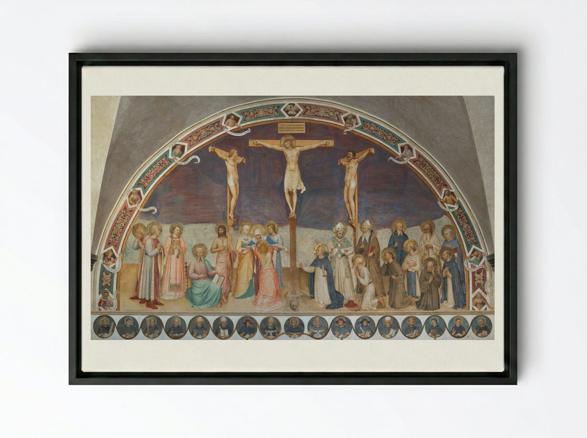 Crucifixion - Fra Angelico - Framed Canvas Black