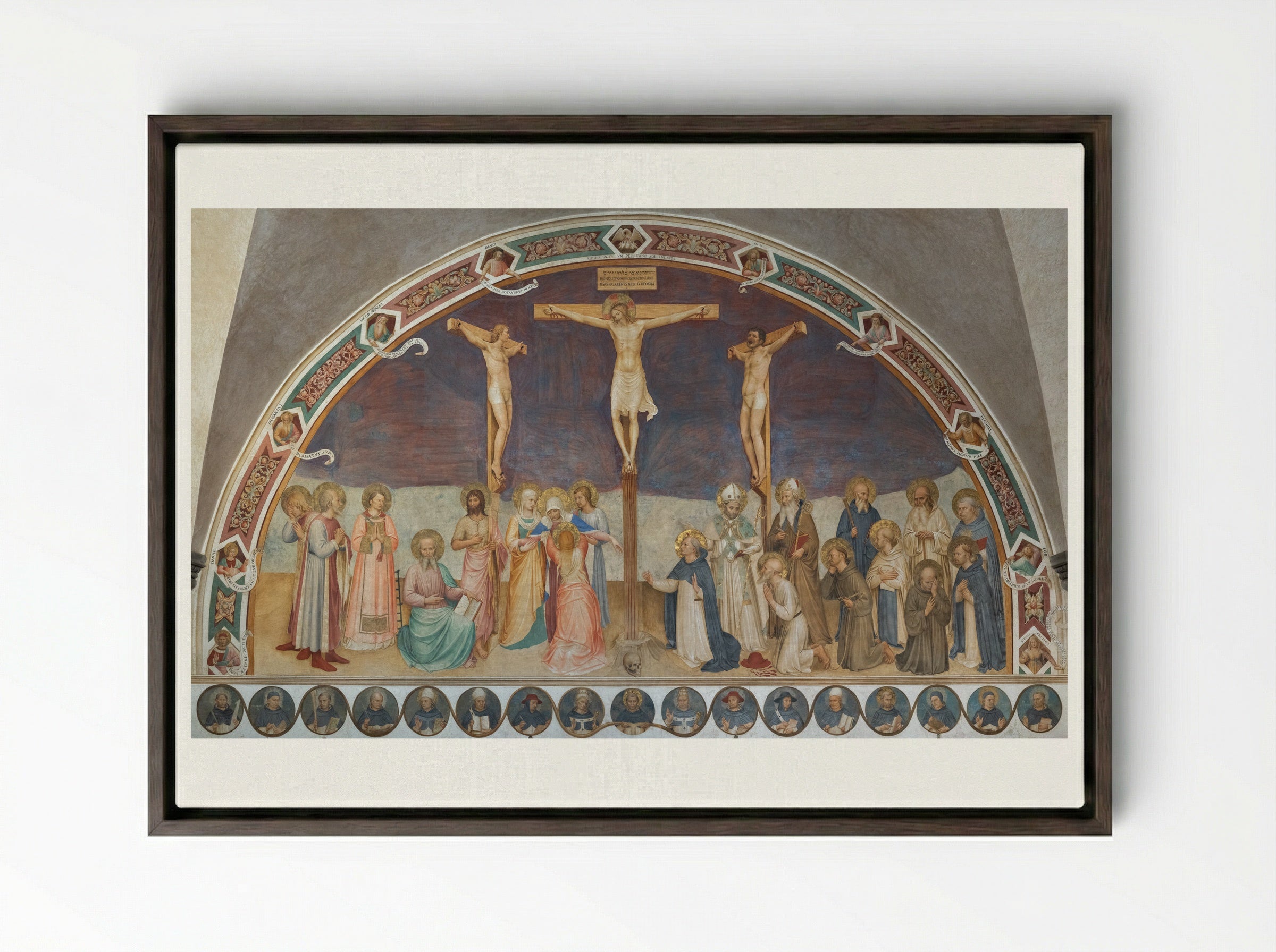 Crucifixion - Fra Angelico - Framed Canvas Dark Wood