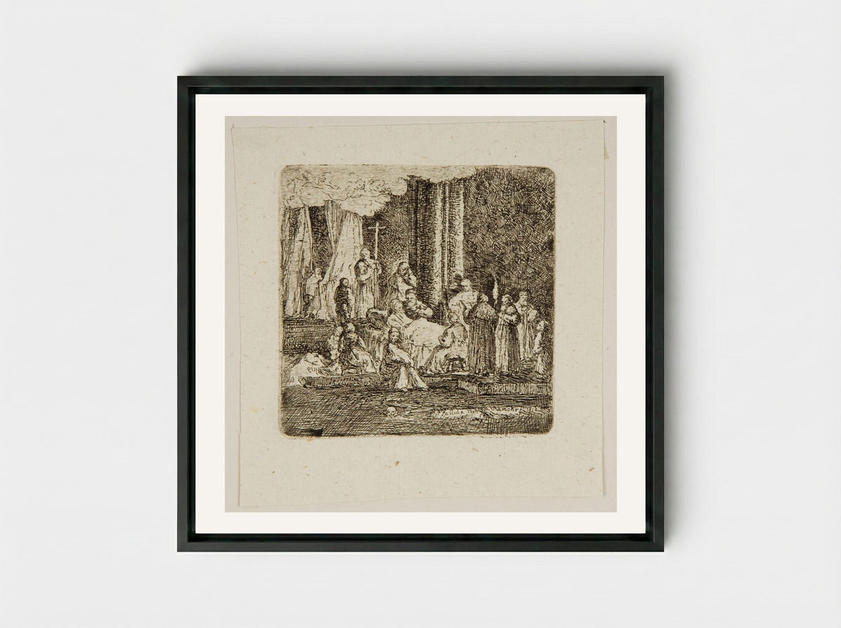 Deathbed - Carl Friedrich von Rumohr - Framed Canvas Black