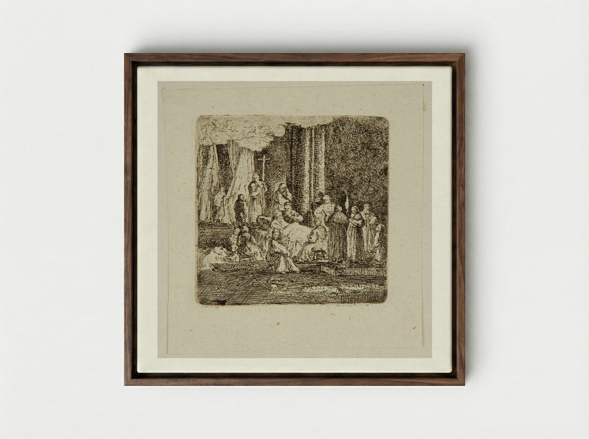 Deathbed - Carl Friedrich von Rumohr - Framed Canvas Dark Wood