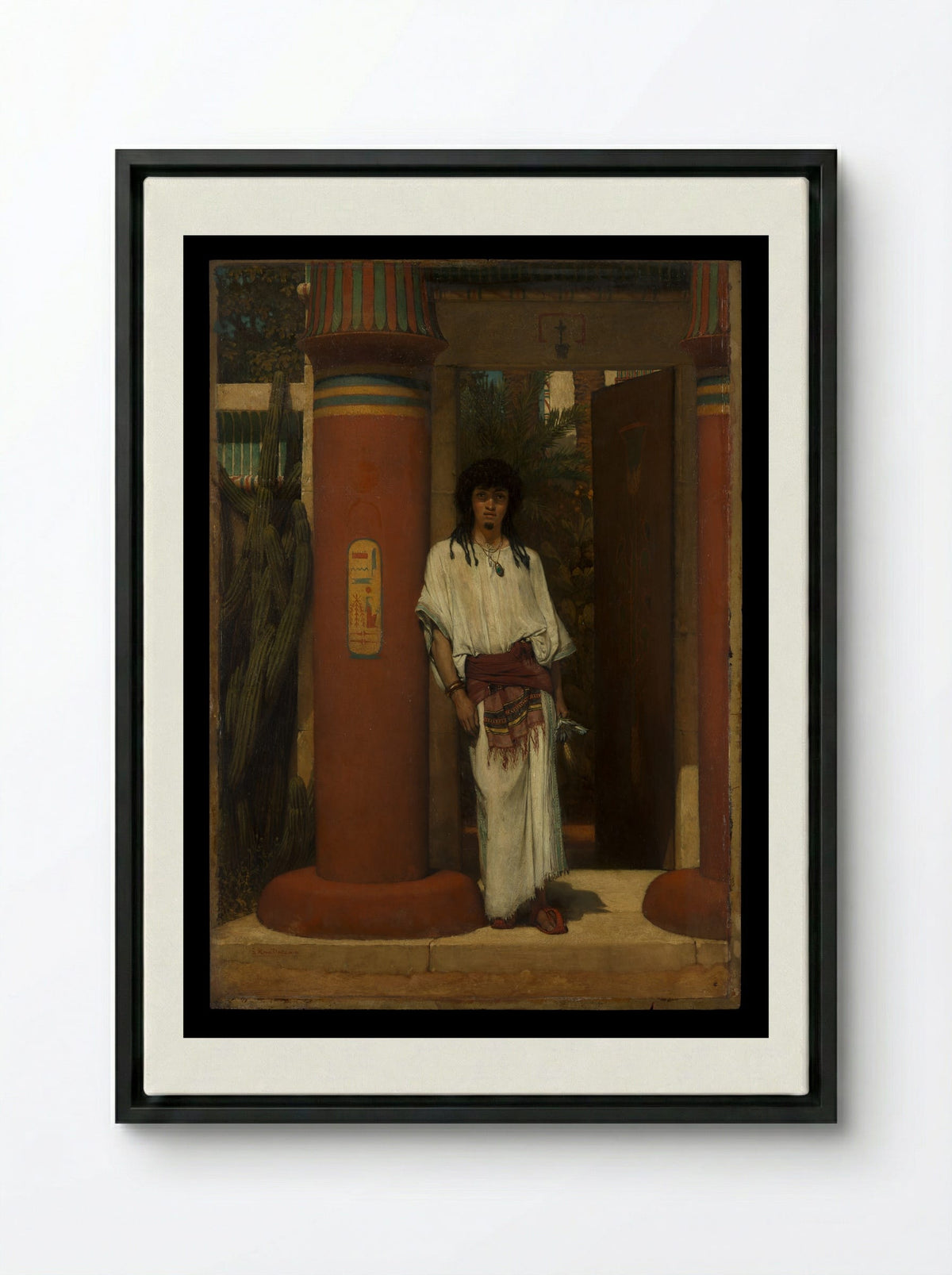 An Egyptian in a Doorway - Sir Lawrence Alma-Tadema - Framed Canvas Black