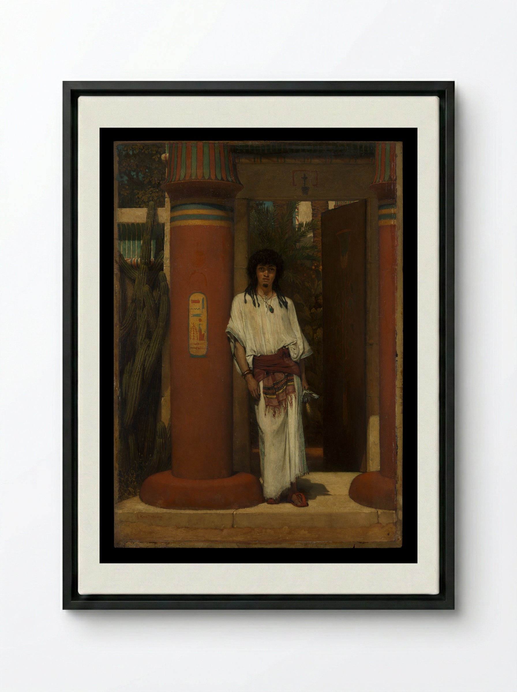 An Egyptian in a Doorway - Sir Lawrence Alma-Tadema - Framed Canvas Black