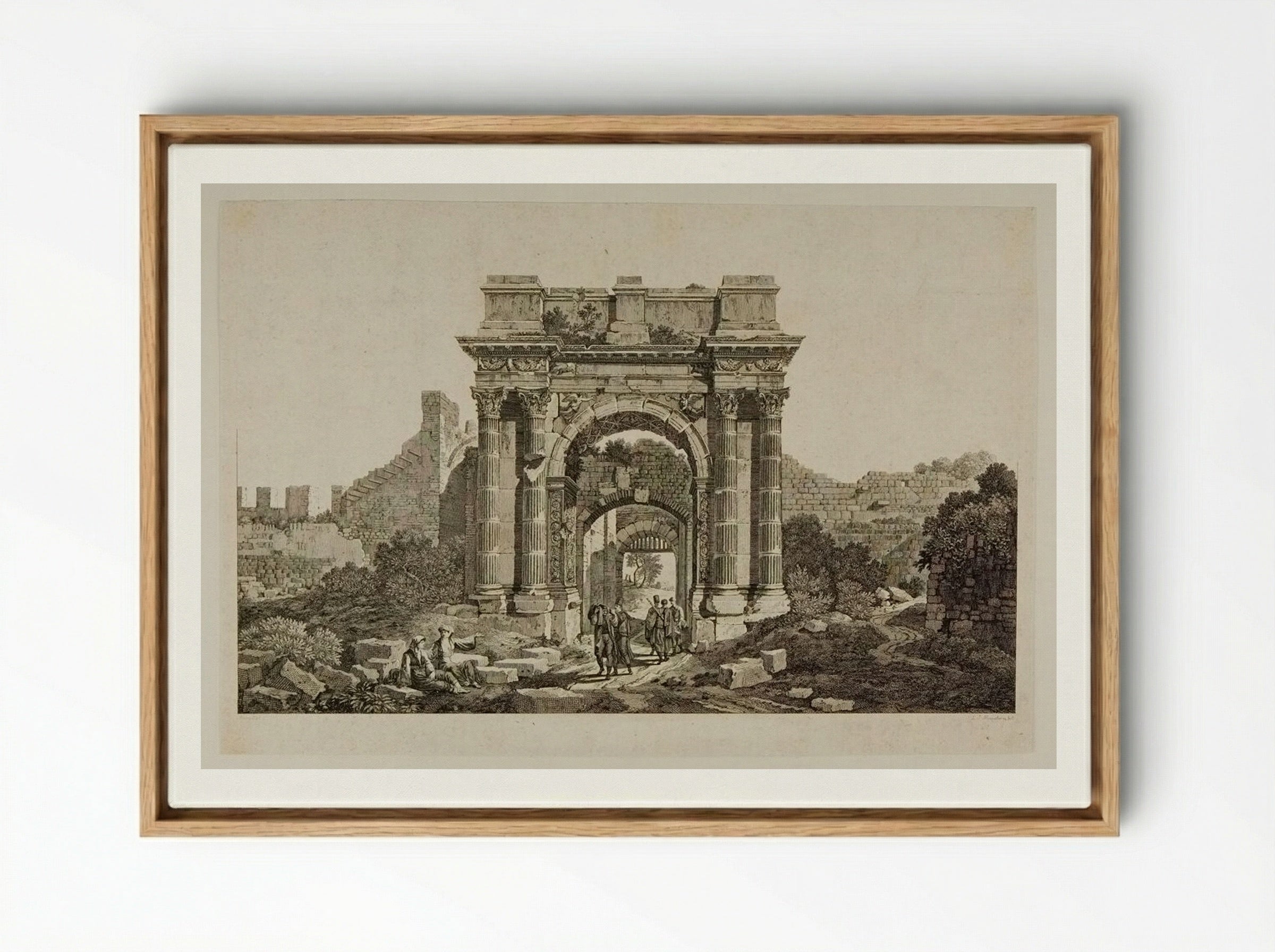 Ruins of a Roman Arch - Louis Joseph Masquelier - Framed Canvas Wood