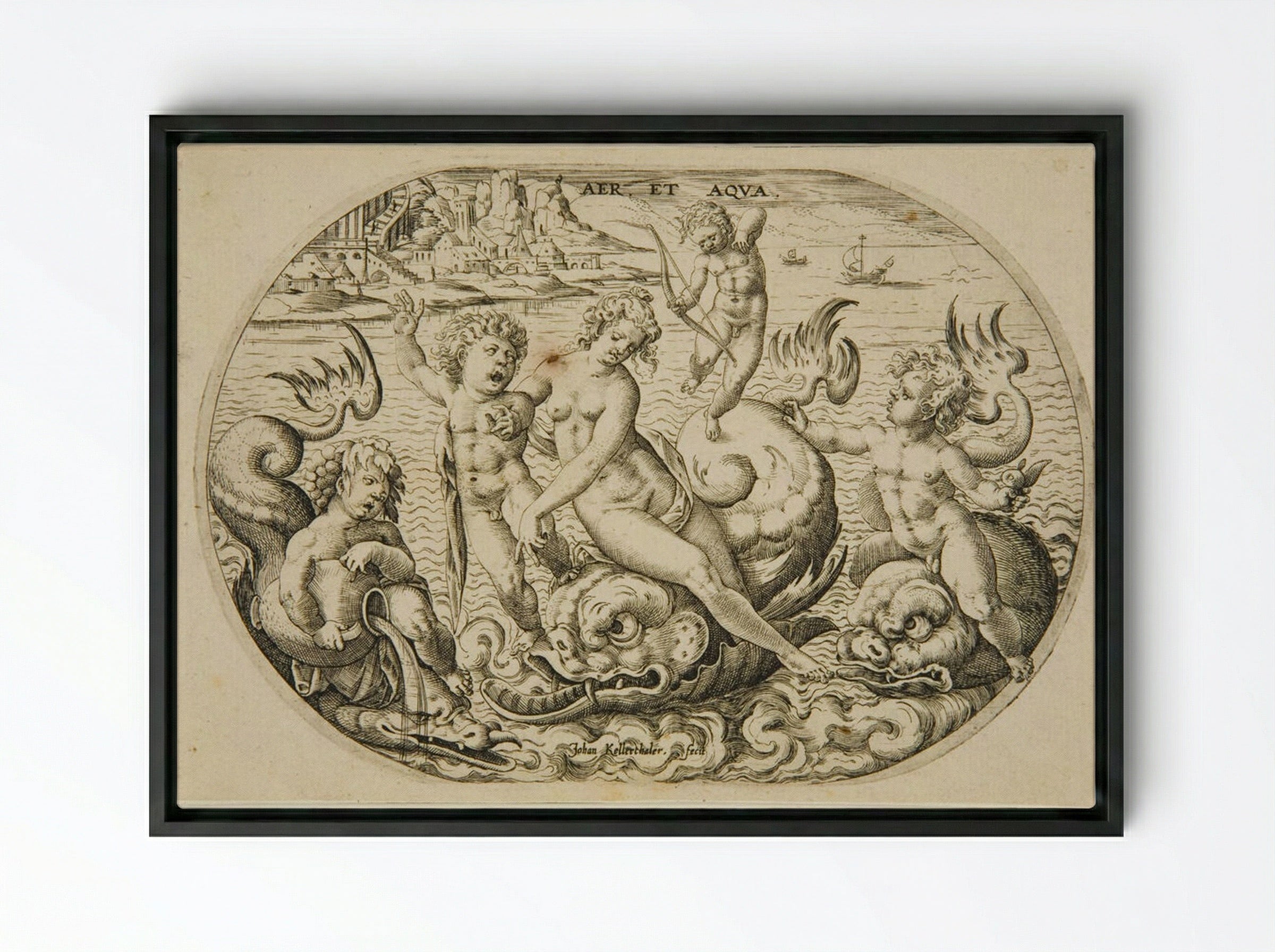 Air and Water - Johann Kellerthaler the Younger - Framed Canvas Black