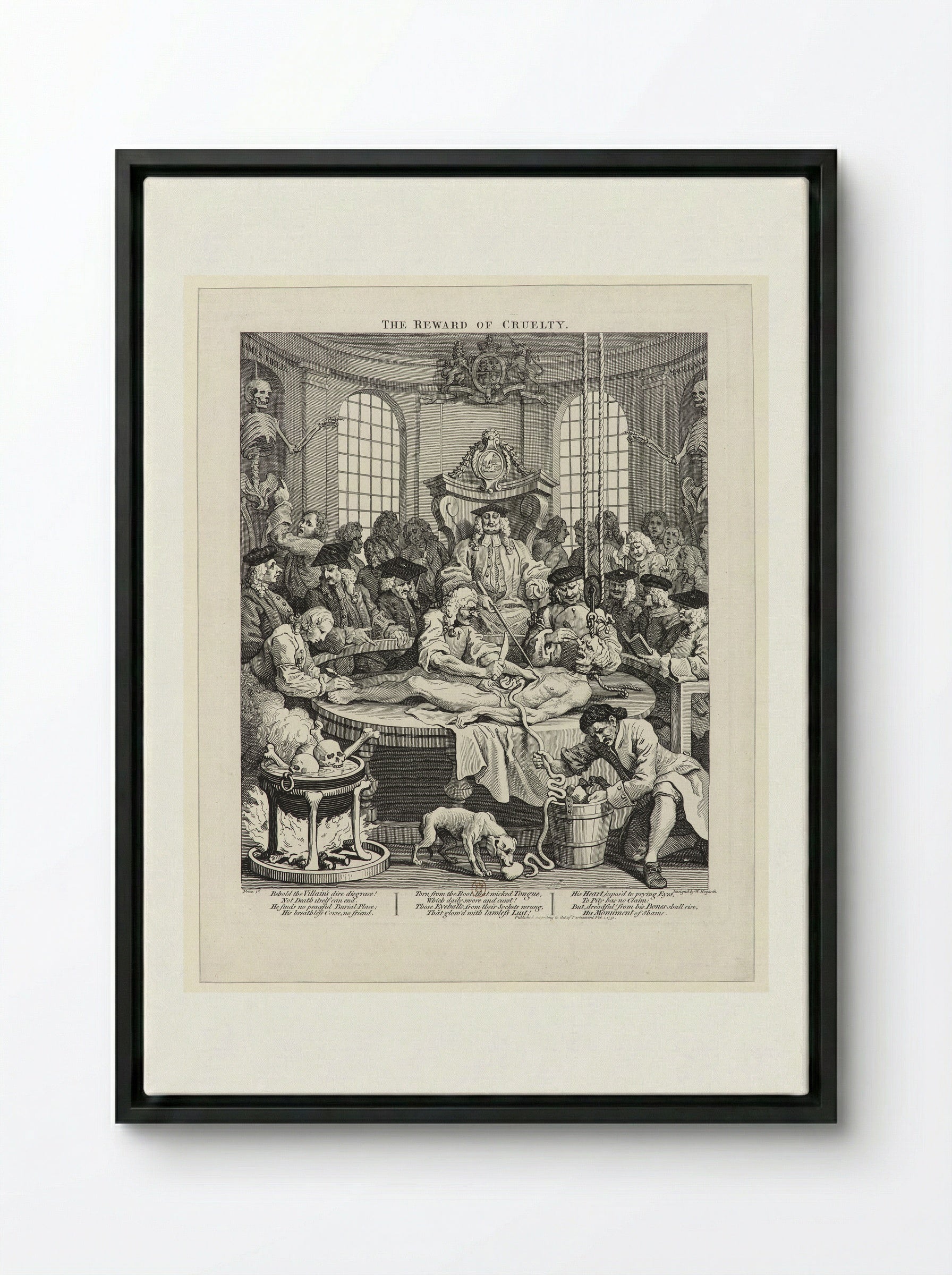 The Reward of Cruelty - William Hogarth - Framed Canvas Black