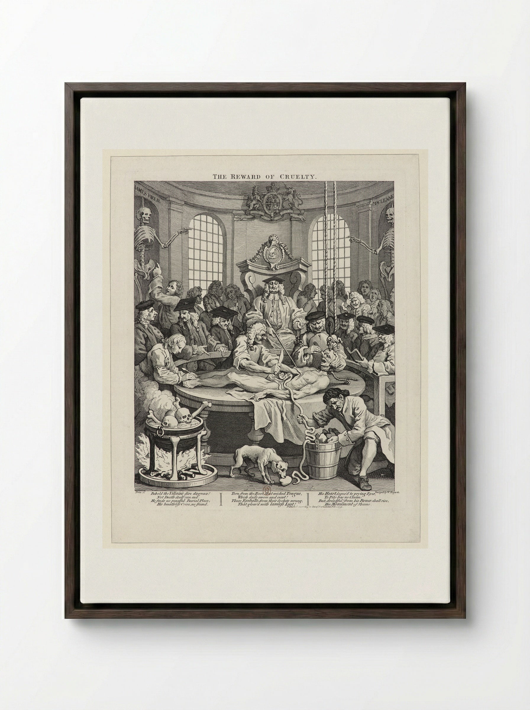 The Reward of Cruelty - William Hogarth - Framed Canvas Dark Wood