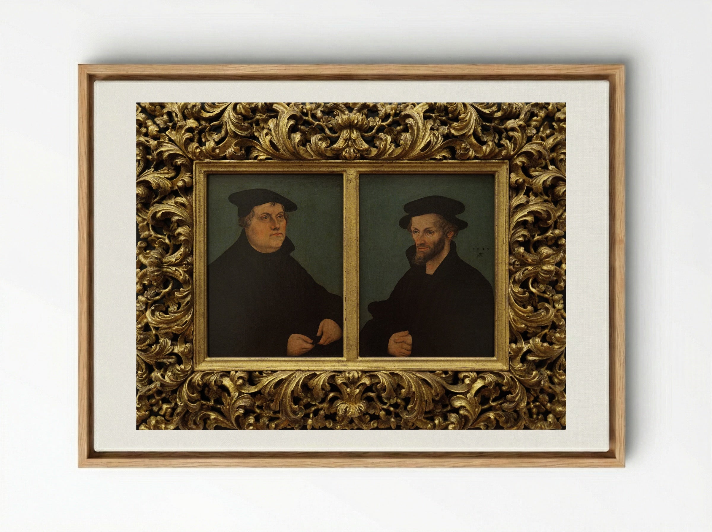 Martin Luther and Philipp Melanchthon - Lucas Cranach the Elder - Framed Canvas Wood