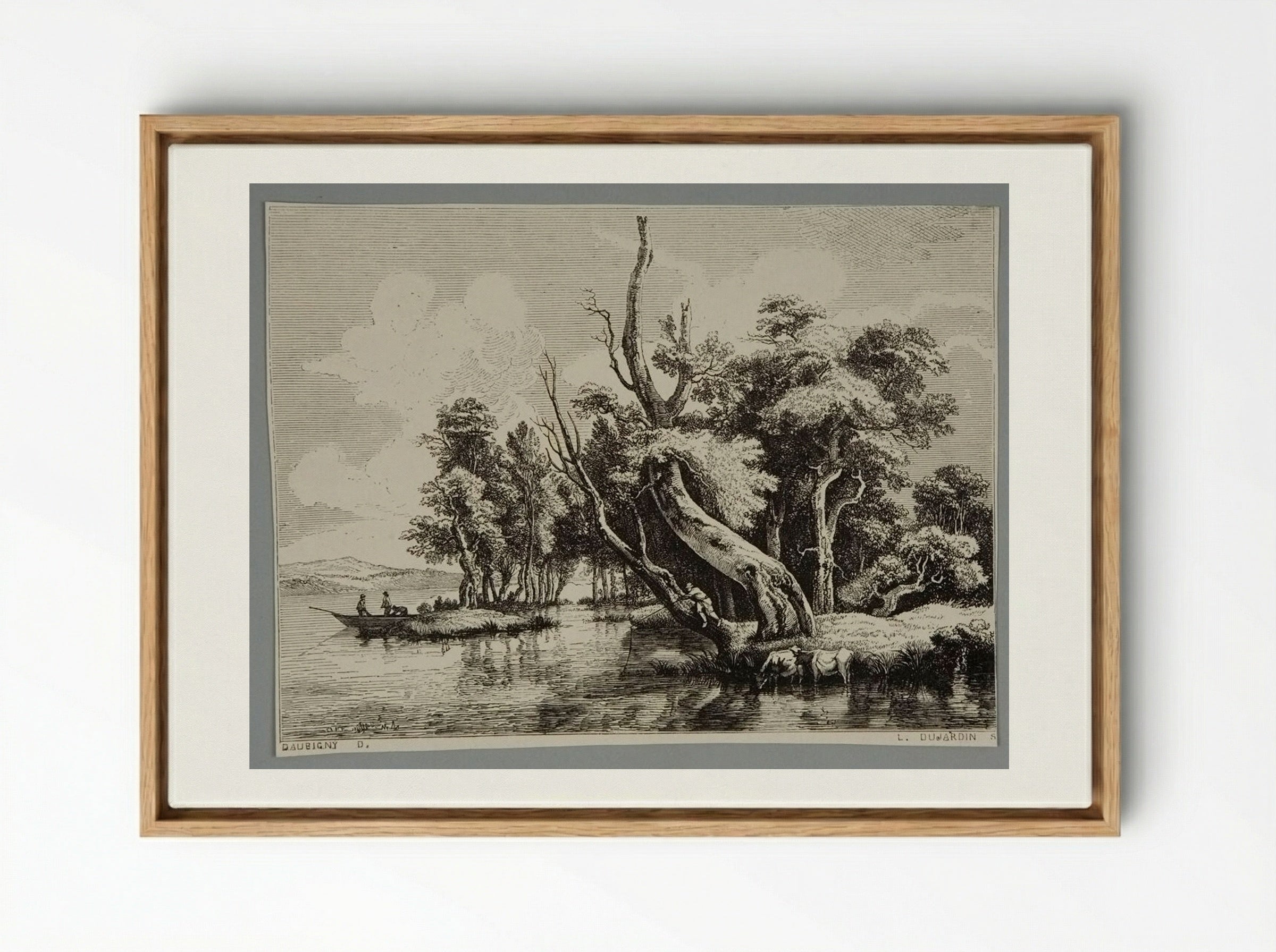 River Scene (After Daubigny) - Louis Dujardin - Framed Canvas Wood