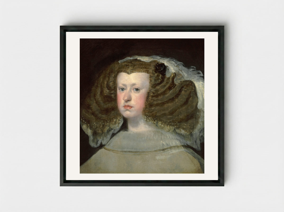 Mariana of Austria, Queen of Spain - Diego Velázquez - Framed Canvas Black