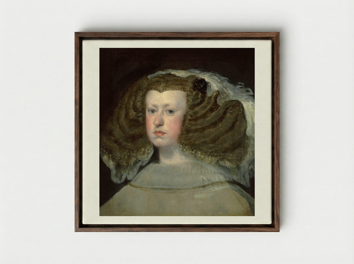Mariana of Austria, Queen of Spain - Diego Velázquez - Framed Canvas Dark Wood