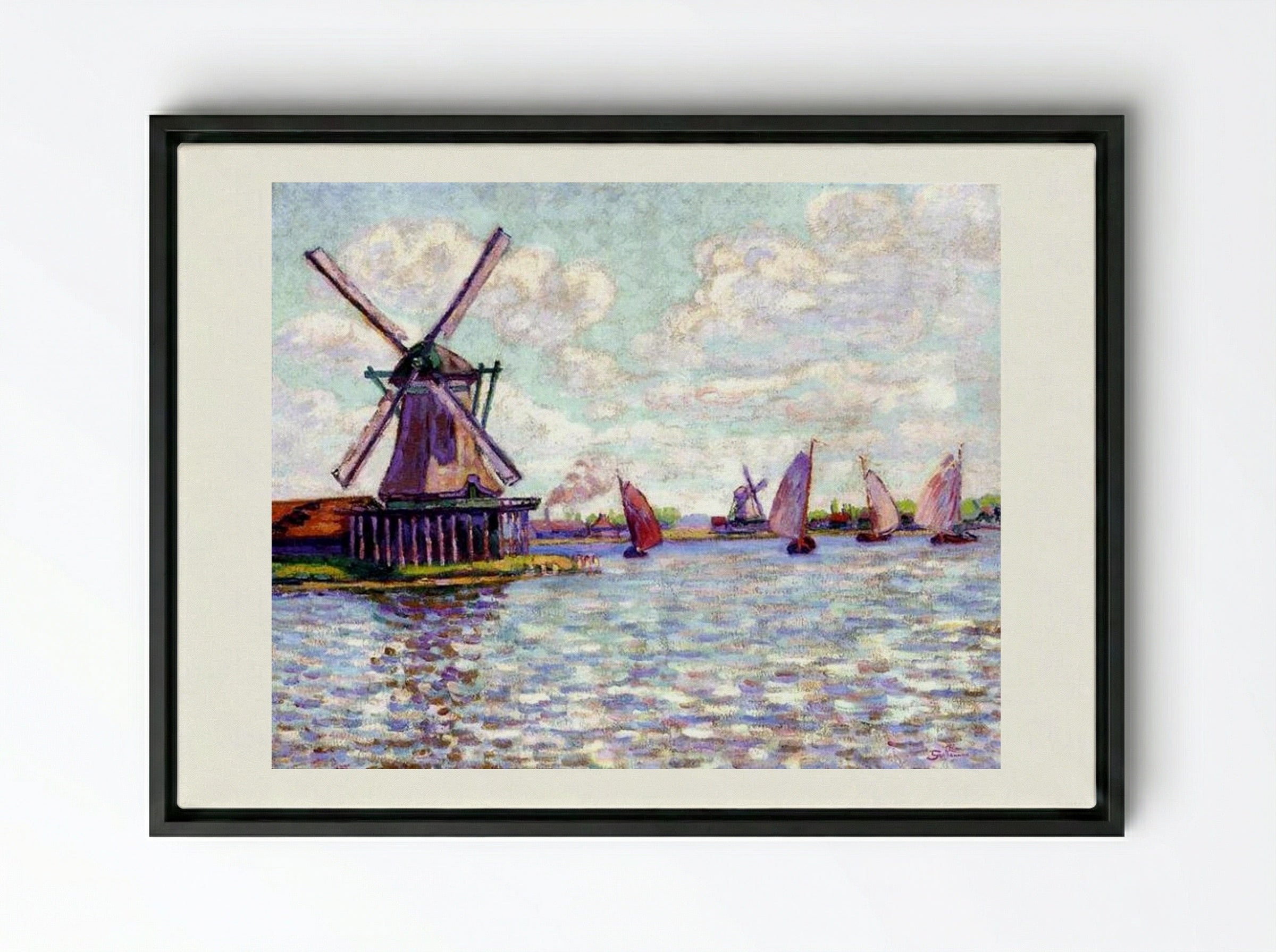 Moulins en Hollande - Armand Guillaumin - Framed Canvas Black