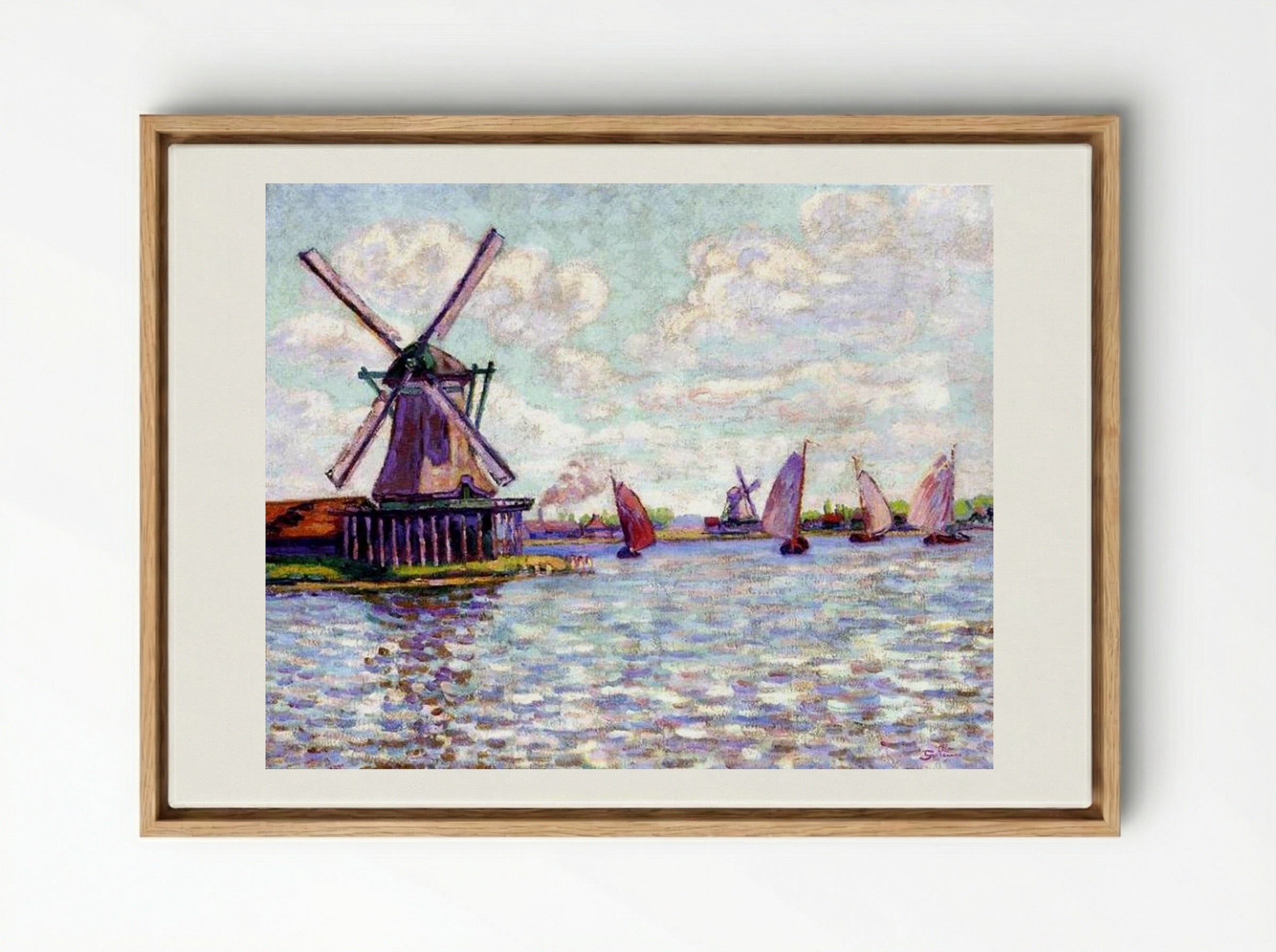 Moulins en Hollande - Armand Guillaumin - Framed Canvas Wood