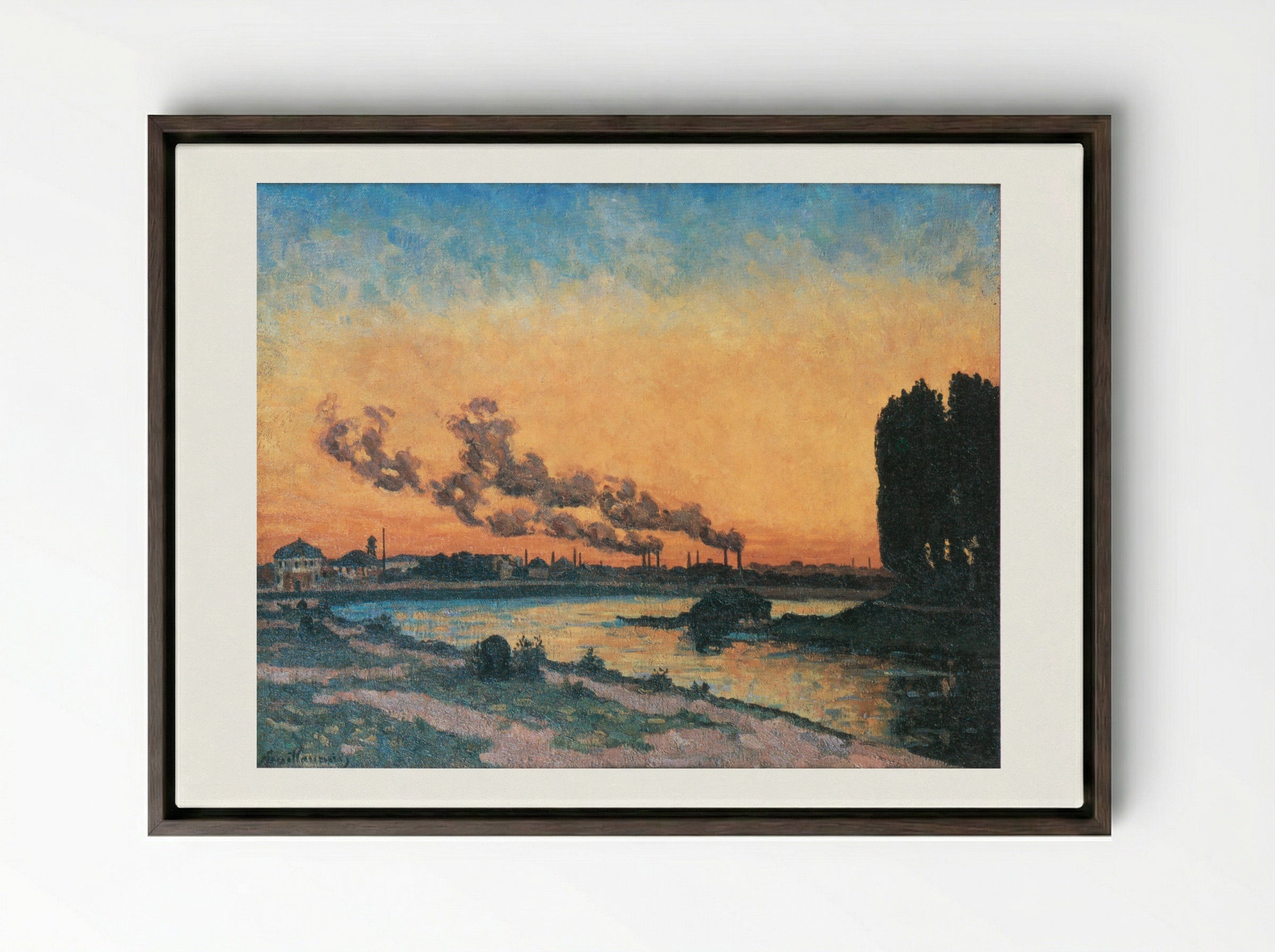 Sunset at Ivry - Armand Guillaumin - Framed Canvas Dark Wood